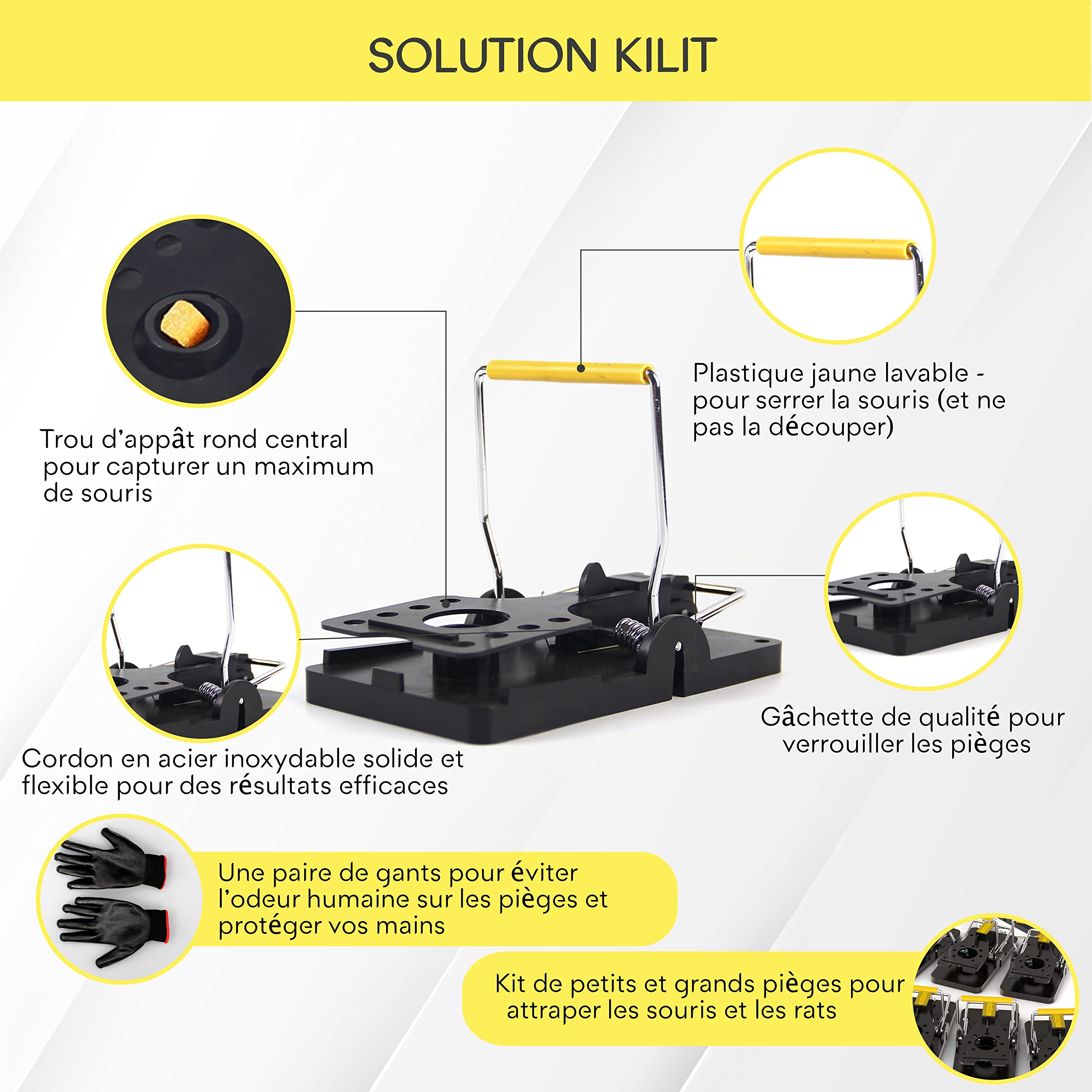 Kit Pièges à Rats Et Souris - 6 Pièges Réutilisables (3 XXL + 3 Tapettes) - Sans Poison, Plastique ABS - 3