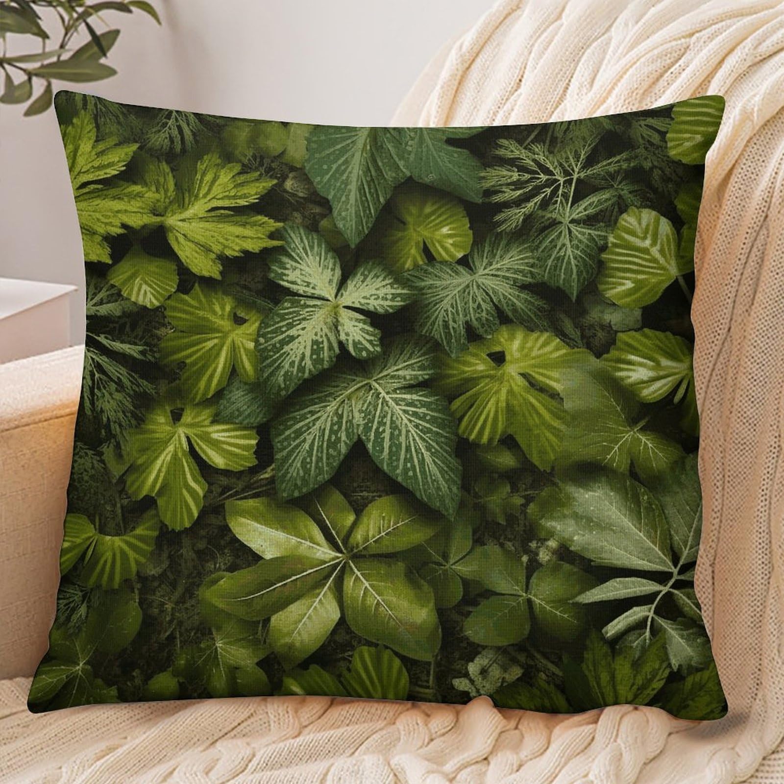 Fekiloot Style Green Leaves And Plants Pillowcase Pillow Sham Pillow Case