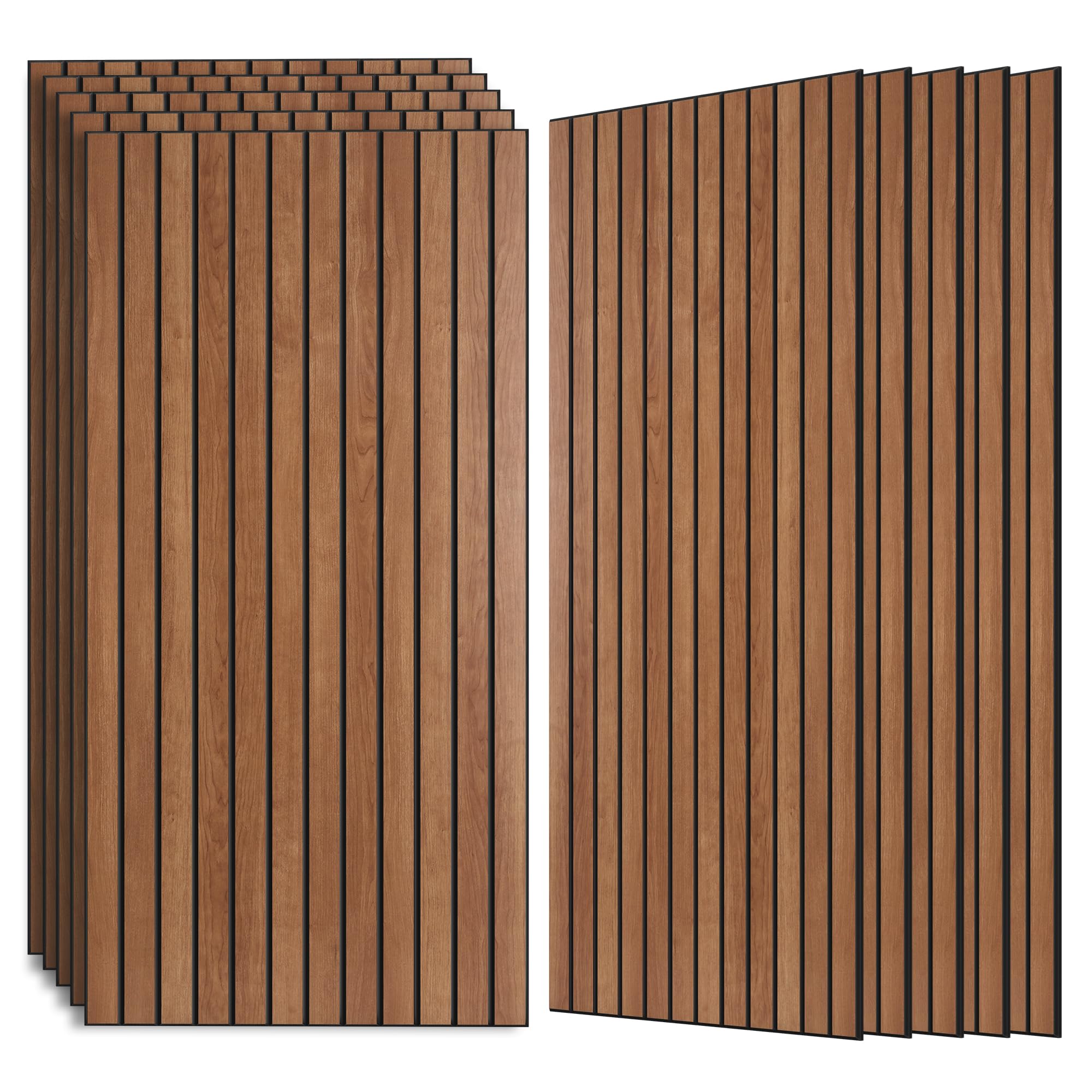 Photo 1 of AUTORIFIC Wood Veneer Sound Panels, 10 Pack 47.2”x23.6” Wall Panels, Decorative Acoustic Panels for Walls, for Office,Home Theater,Studio,Living Room, Cherry(Mitred)