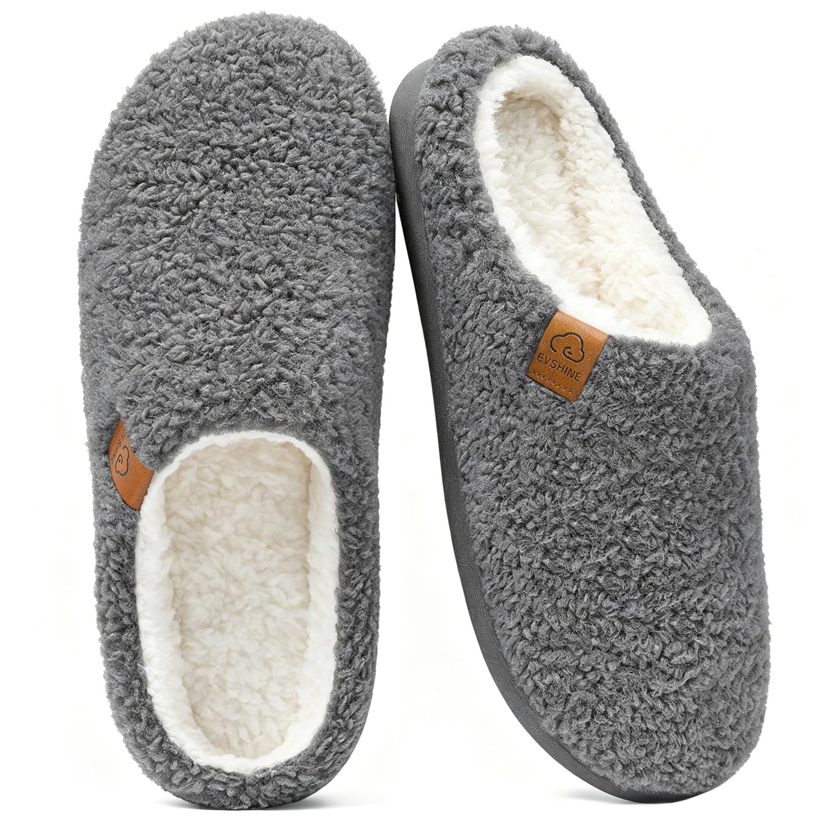 Memory Foam Fuzzy Slippers for Women Curly Fleece House Shoes