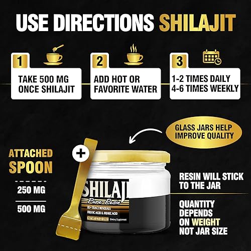 Miniatura 4 de 2 paquetes de suplemento Shilajit de 0.71 oz para suministro de 80 porciones, apoya la inmunidad, la salud cerebral y más - 500 mg Shilajit puro