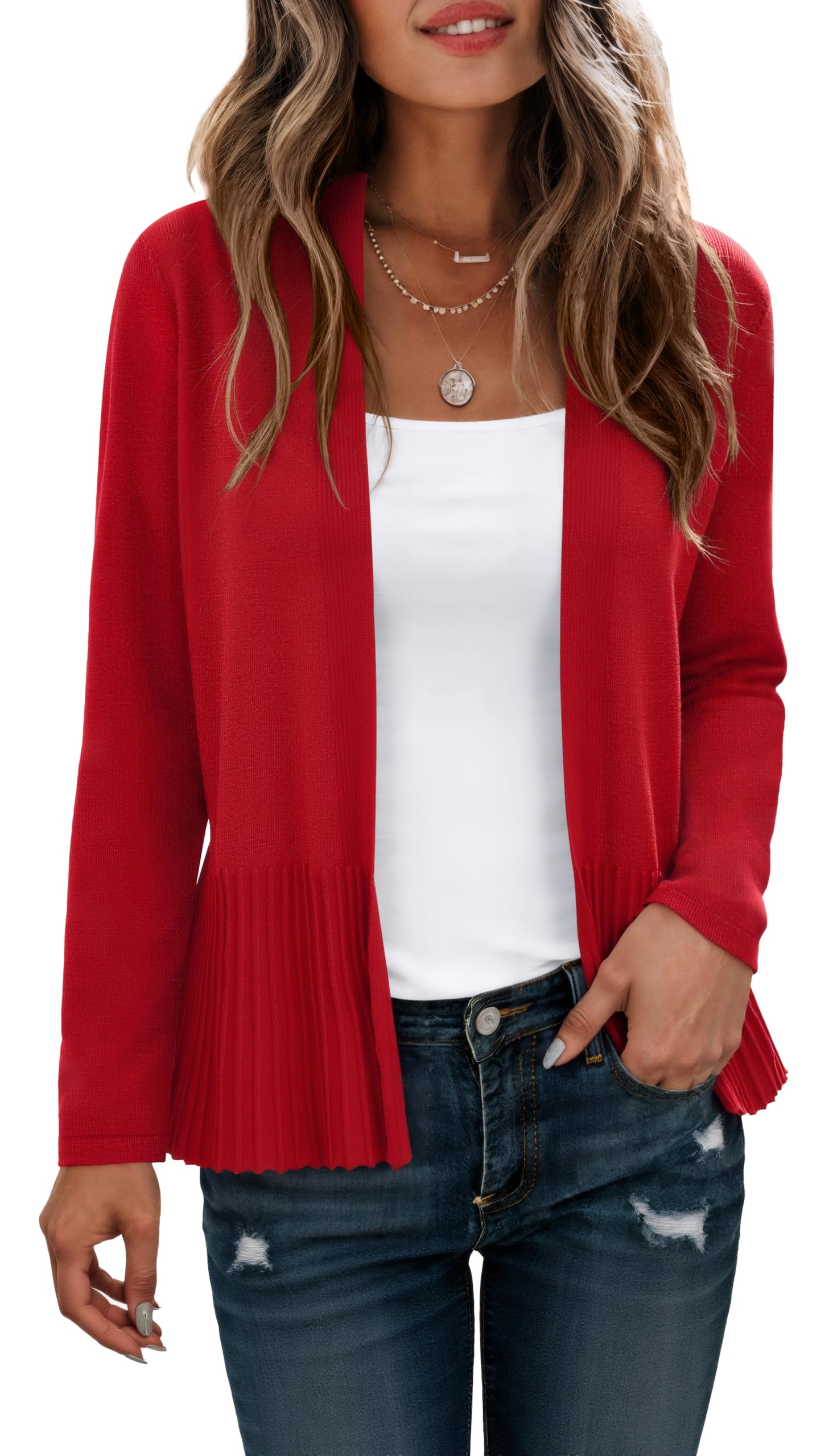 CZYINXIAN Womens Casual Long Sleeves Cropped Cardigan Trendy Open Front Knit Cardigans Outwear 2025