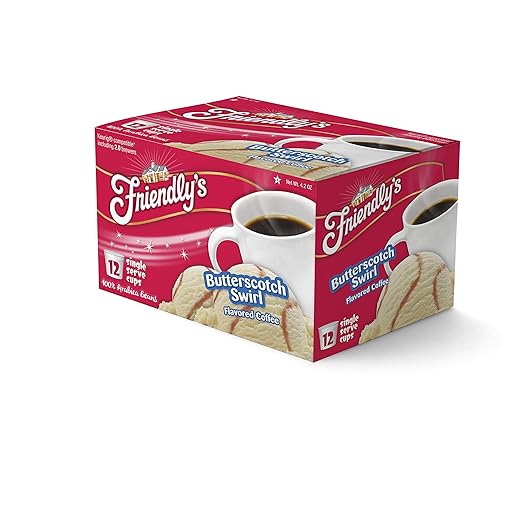 Friendly's Flavored Ice Cream Coffee Pods, Compatible with Keurig K Cup Brewers (Butterscotch Swirl, 12 Count)