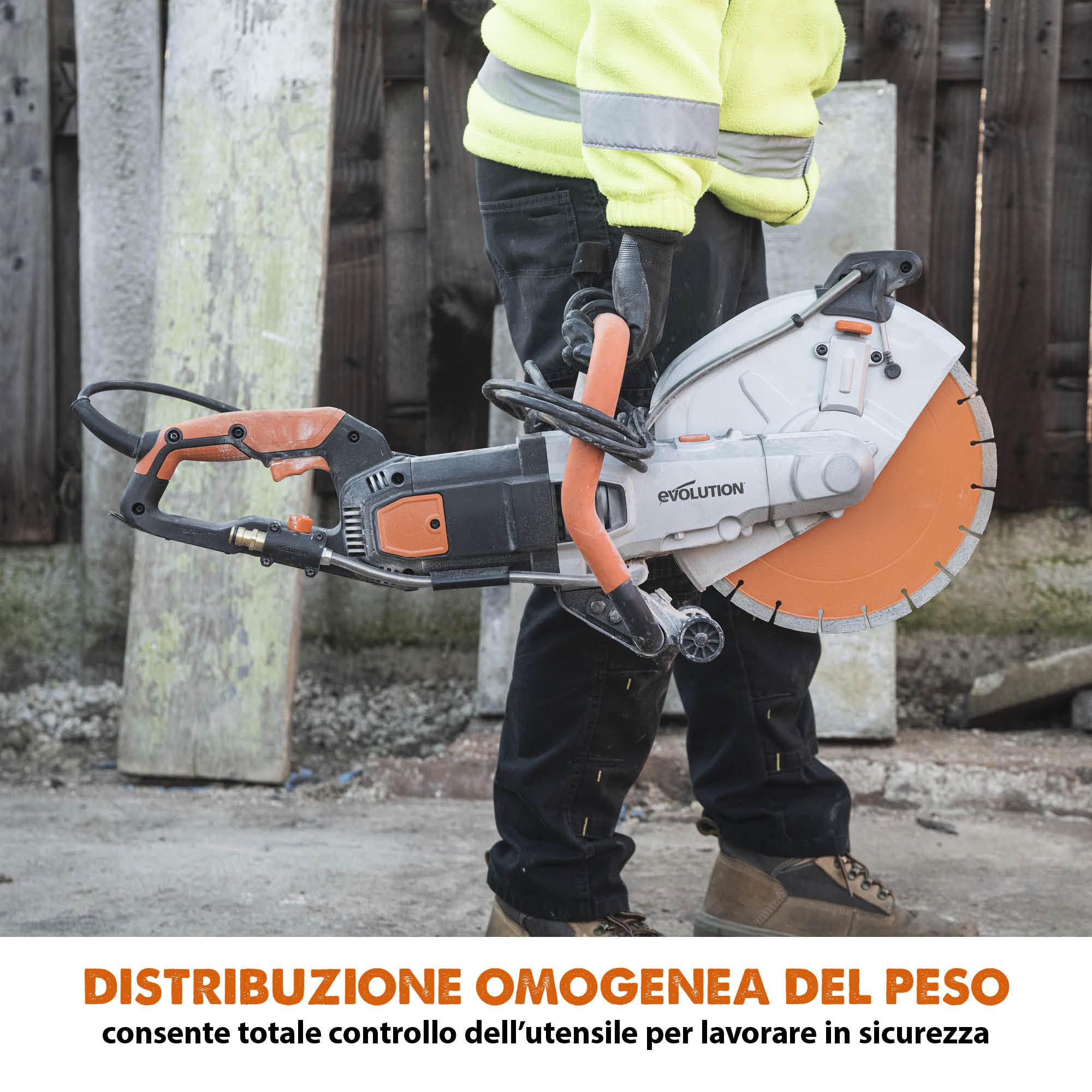 Evolution R300DCT+ 300 mm Sega da cemento - Motore da 2.400 W, non a benzina, capacità di taglio 115 mm, lama diamantata premium inclusa, troncatrice, troncatrice per ferro