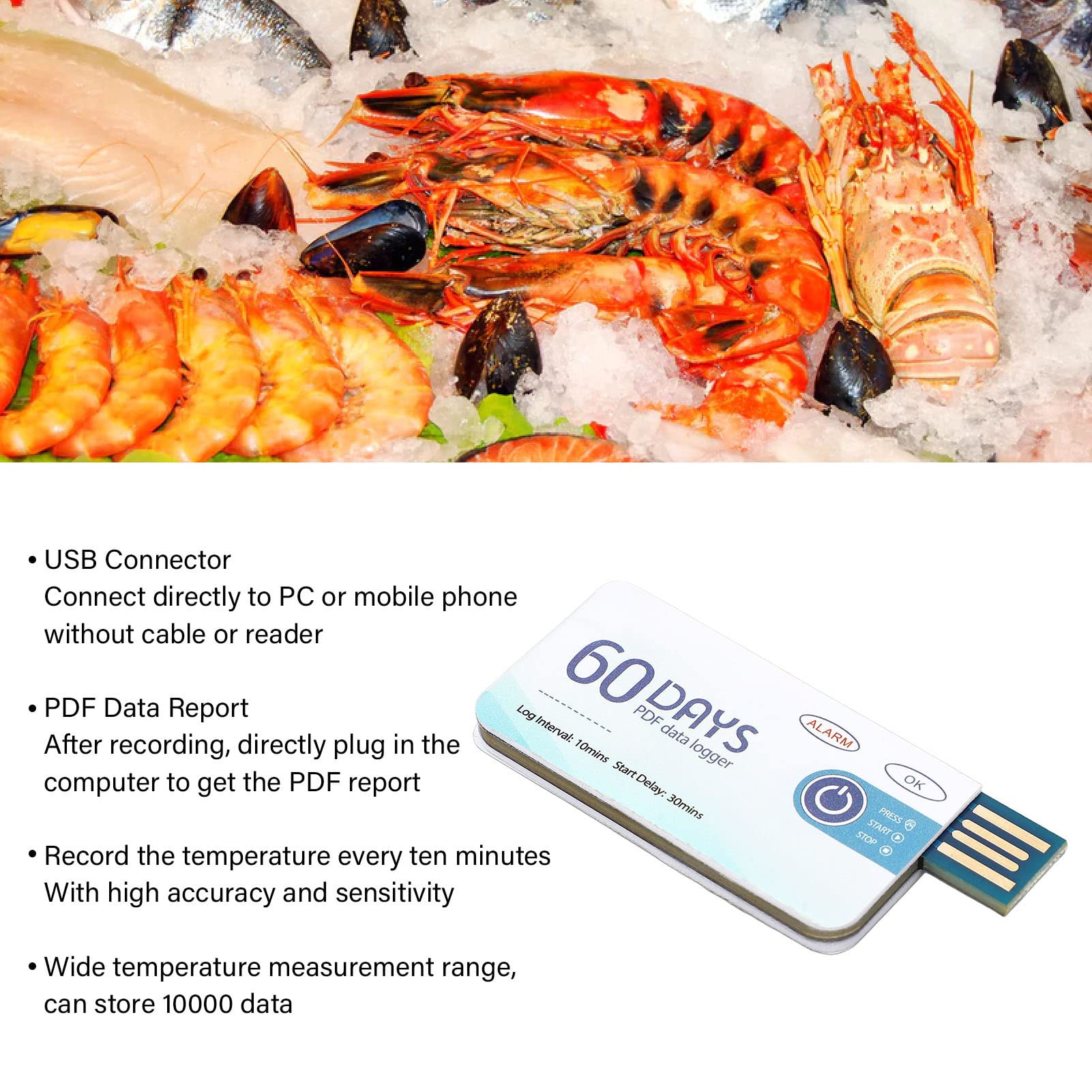 Registratore di Temperatura USB Data Logger 10.000 Gruppi Grafico