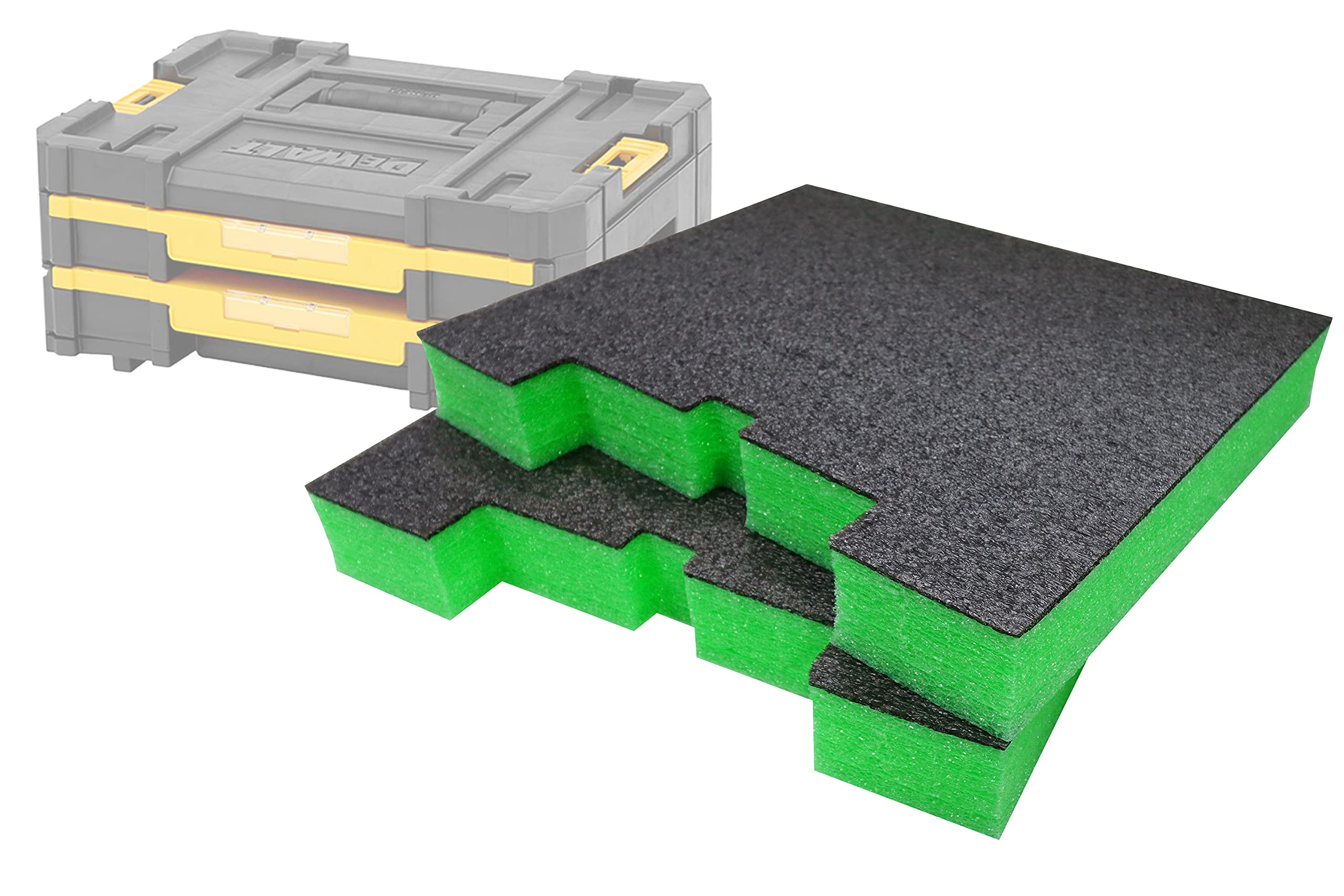 Shadow Foam TSTAK/ProStack Drawers Inserts - [Green 50mm Twin Pack] Perfect fit for DeWalt TSTAK Drawers & Stanley Prostack Drawers | Fantastic for Hand Tools, Power Tools & Tool Storage