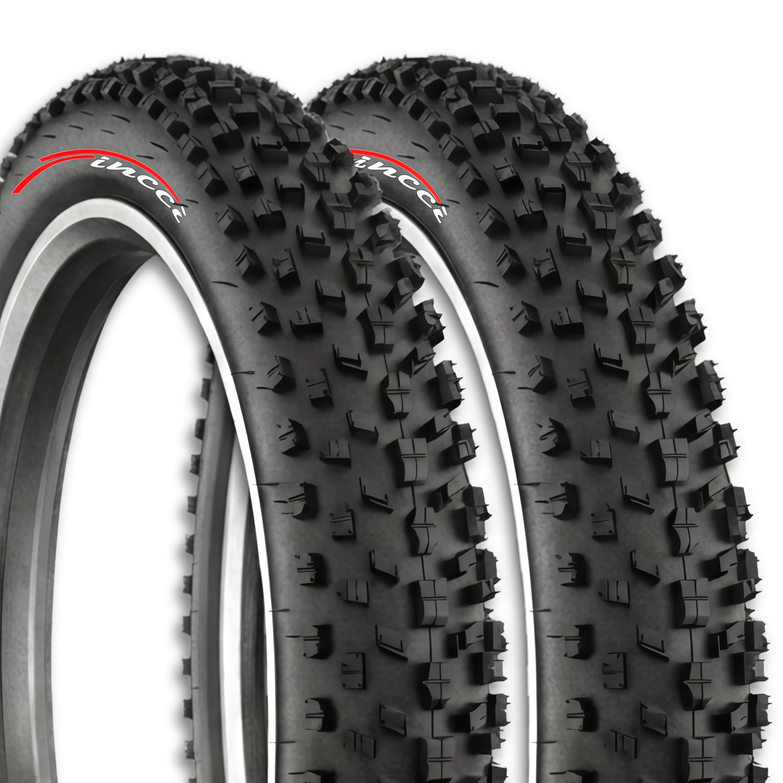 Fincci Pair 26x4.0 Fat Bike Tyre - Foldable 26 inch Fat Tyres Mountain Bike with Wear-Resistant Compound,100-559, Tire with Durable Tread Design for Hybrid, Dirt Bike, Street Tires for Ebike, 30 TPI