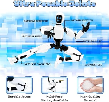 Titan 13 Action Figure Robot Toy, 6 Expressions, Multi-Joint, Stop Motion