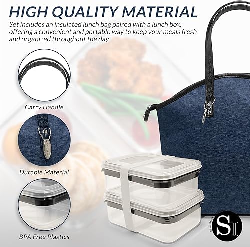 Miniatura 2 de Lonchera aislada para mujer, juego de 4 loncheras aisladas e Icepack, bolsa de almuerzo para mujer con recipientes incluidos, 1 bolsa de mano, 2