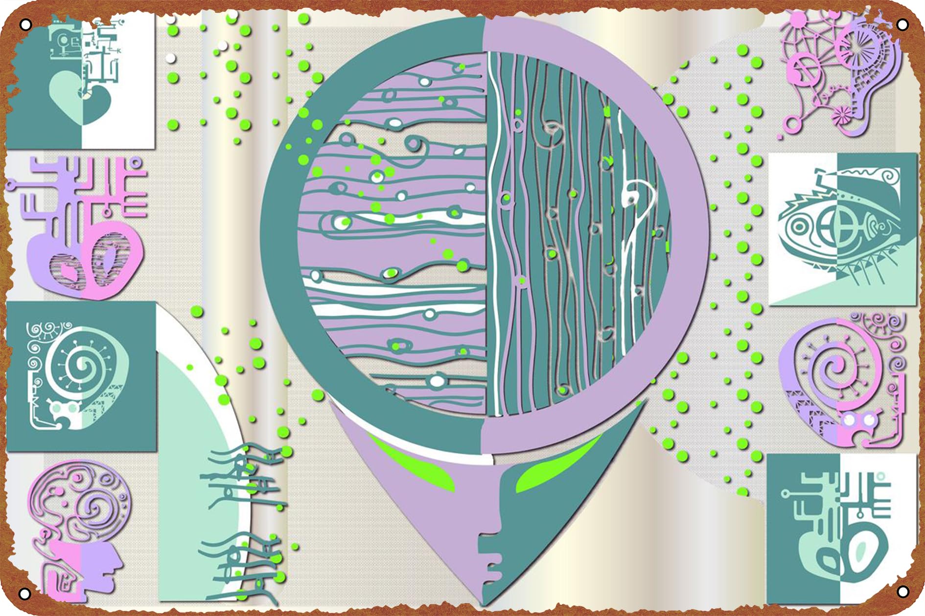 Bionic Forms Poster Metal Signs Vintage for Home Bar Swimming Pool Beach Farmhouse Garden Outdoor Funny Wall Decor, 12x8 Inch