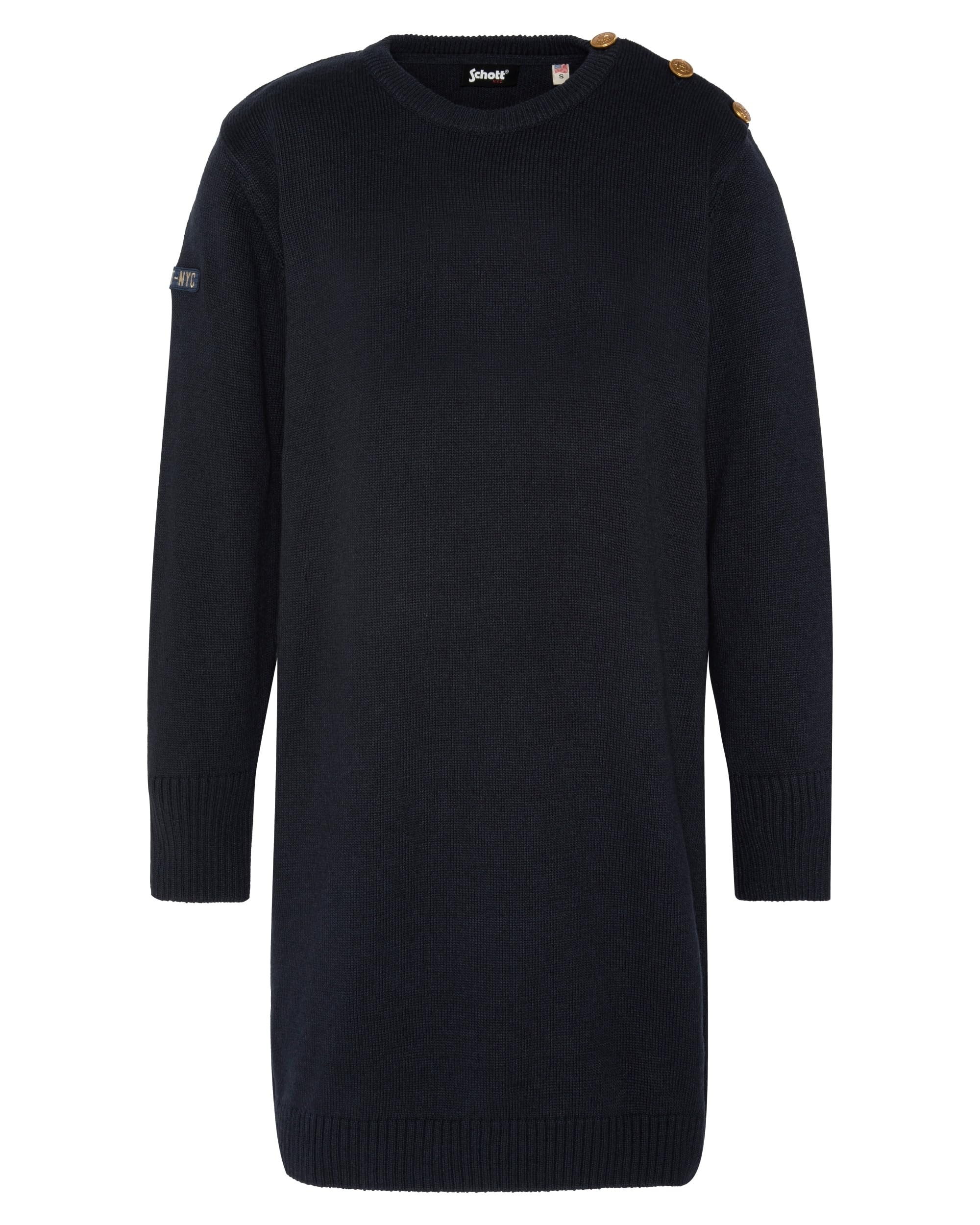 Robe pull col rond bouton ancre Schott tricot haut de gamme - 5
