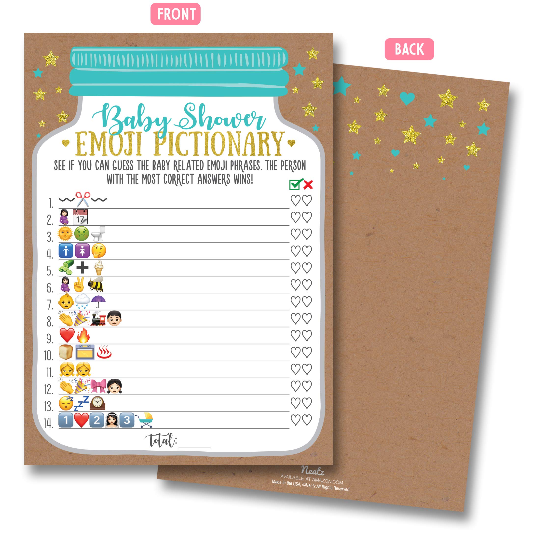 Buy Neatz Baby Shower Emoji Pictionary Game, 25 Cards Gender Neutral