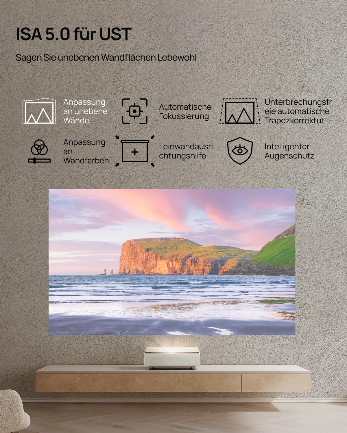 XGIMI Aura 2 4K Ultrakurzdistanz Laser Beamer, 2300 ISO Lumen Projektor | Dolby Vision & IMAX Enhanced, 1.000.000:1 Dynamisches Kontrastverhältnis, 60W Harman Kardon Integrierte Lautsprecher