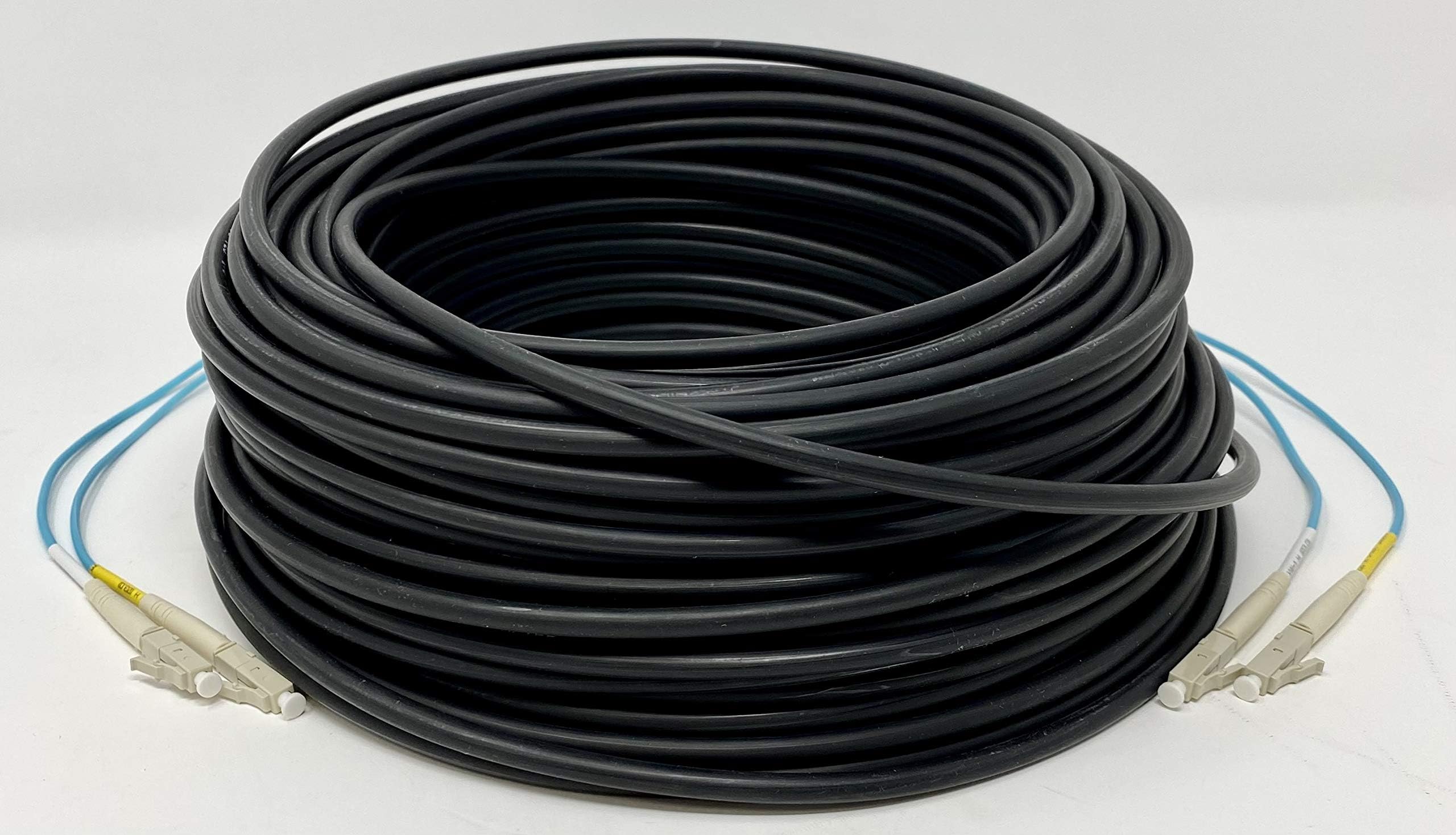 RiteAV - 1600ft/500m OD-5mm Industrial TPU OM4/OM3 Fiber LC to LC Outdoor Armored Fiber Patch Cable, Duplex Multimode Fiber Optic Cable 10Gb, MMF 50/125, OM4 LC-LC