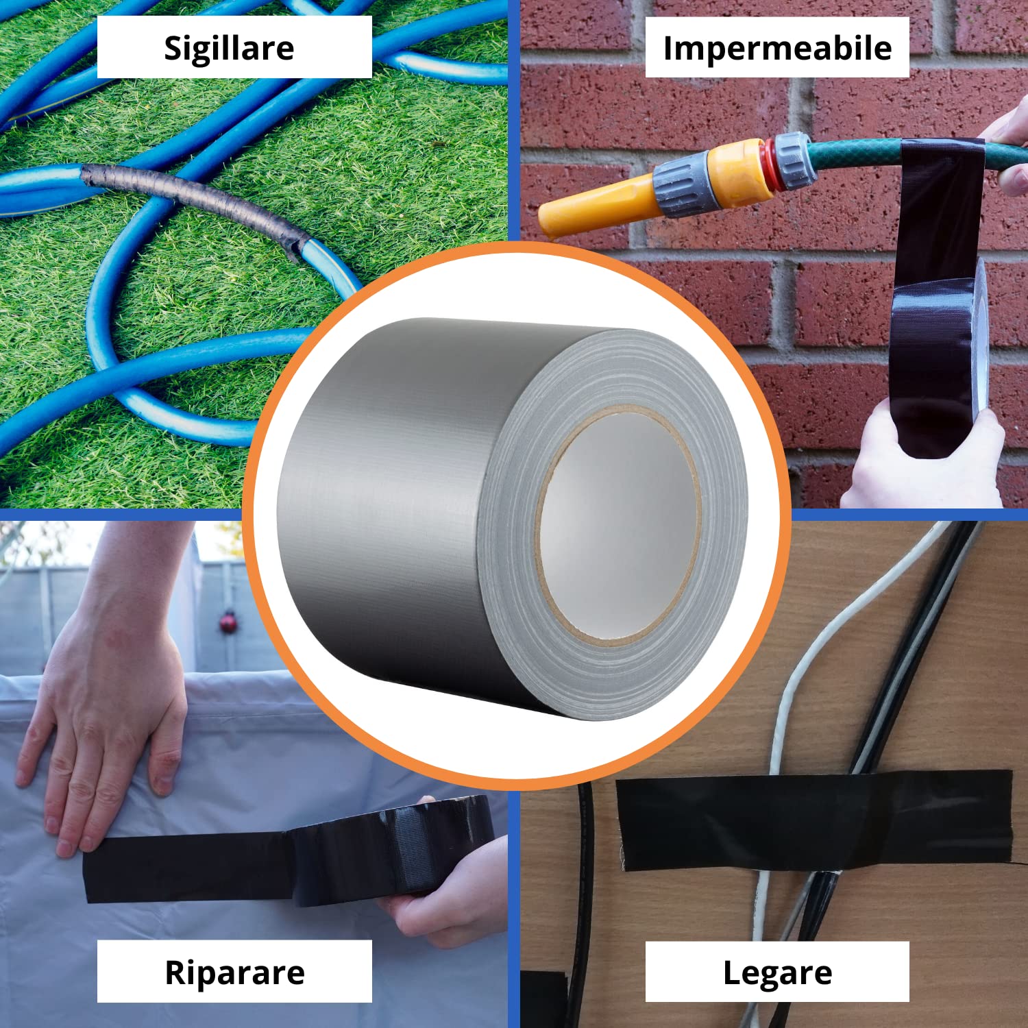 Nastro Americano Telato GTSE - 100 Mm X 50 M, Impermeabile, Per Riparazioni E Fissaggi (Bianco) - Foto 10