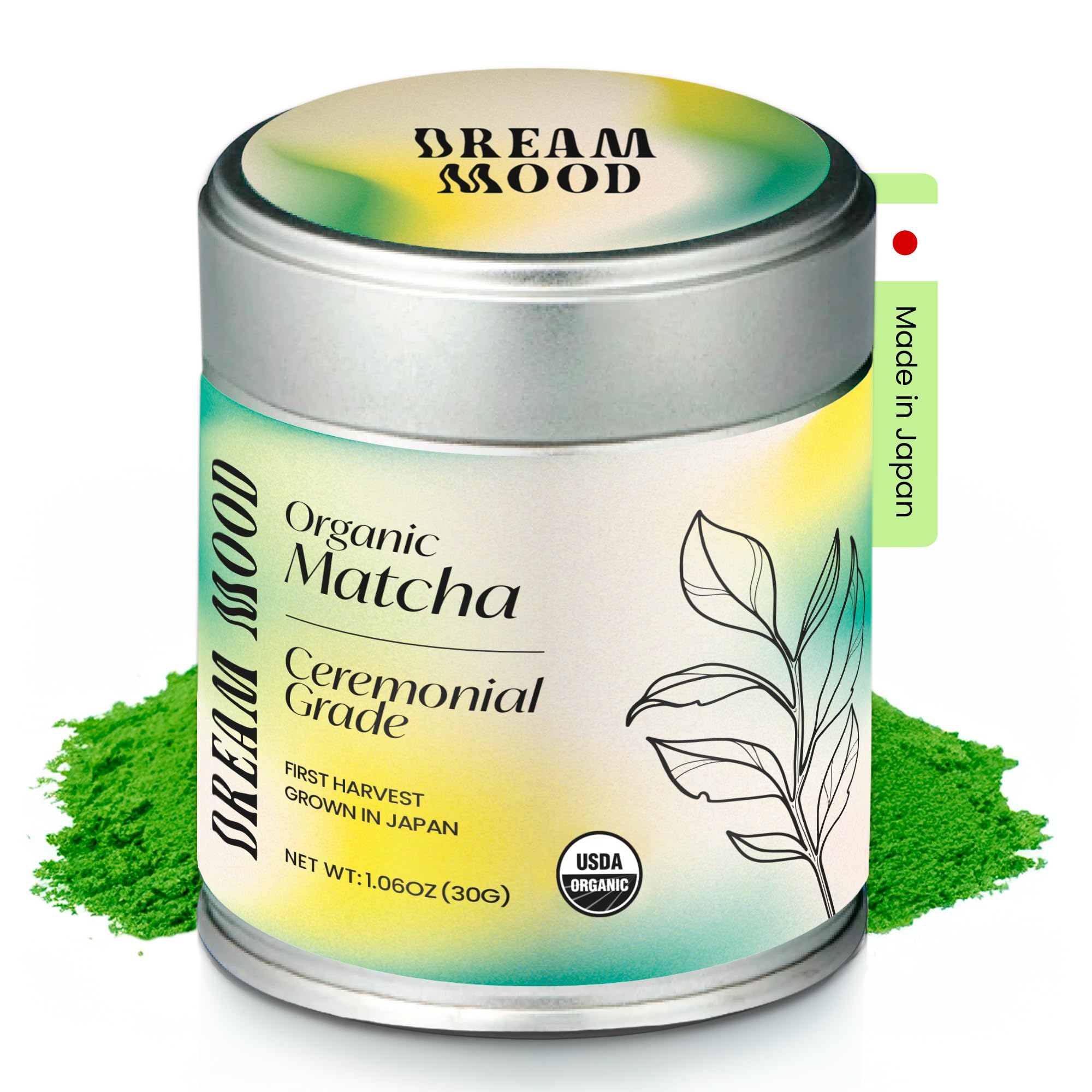 Dream Mood Premium Organic Matcha Green Tea Powder Zero Sugar Vegan Ceremonial Grade Matcha First Harvest Japanese Matcha