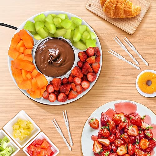 Miniatura 3 de Beyoung Olla eléctrica para fondue, máquina de fondue de chocolate con control de temperatura y bandejas de servir desmontables, ideal para sumergir