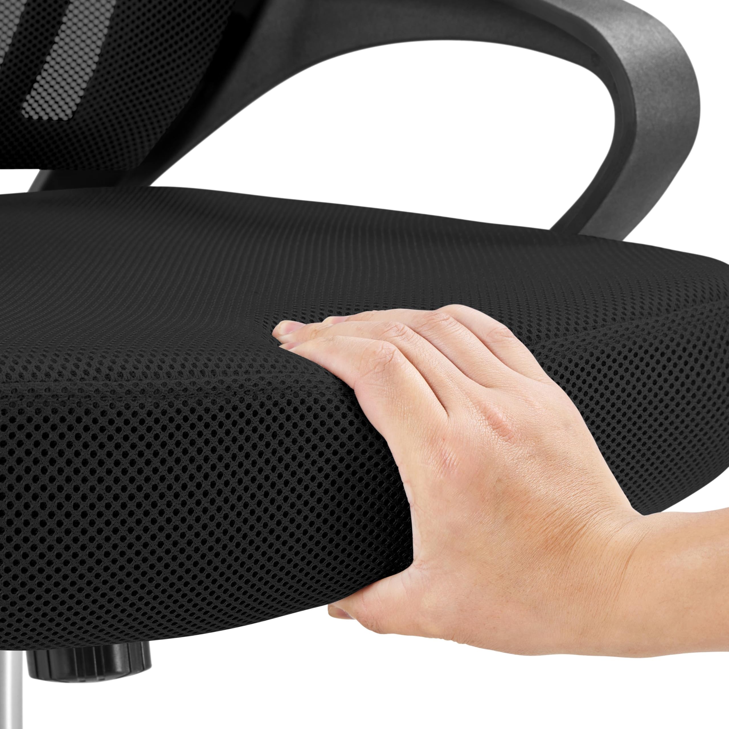 Yaheetech Silla de Escritorio Oficina Malla Silla Ergonomica con Soporte Lumbar Altura Ajustable Respaldo Transpirable Silla Giratoria Función Inclinación para Oficina Capacidad Max136 KG Negra