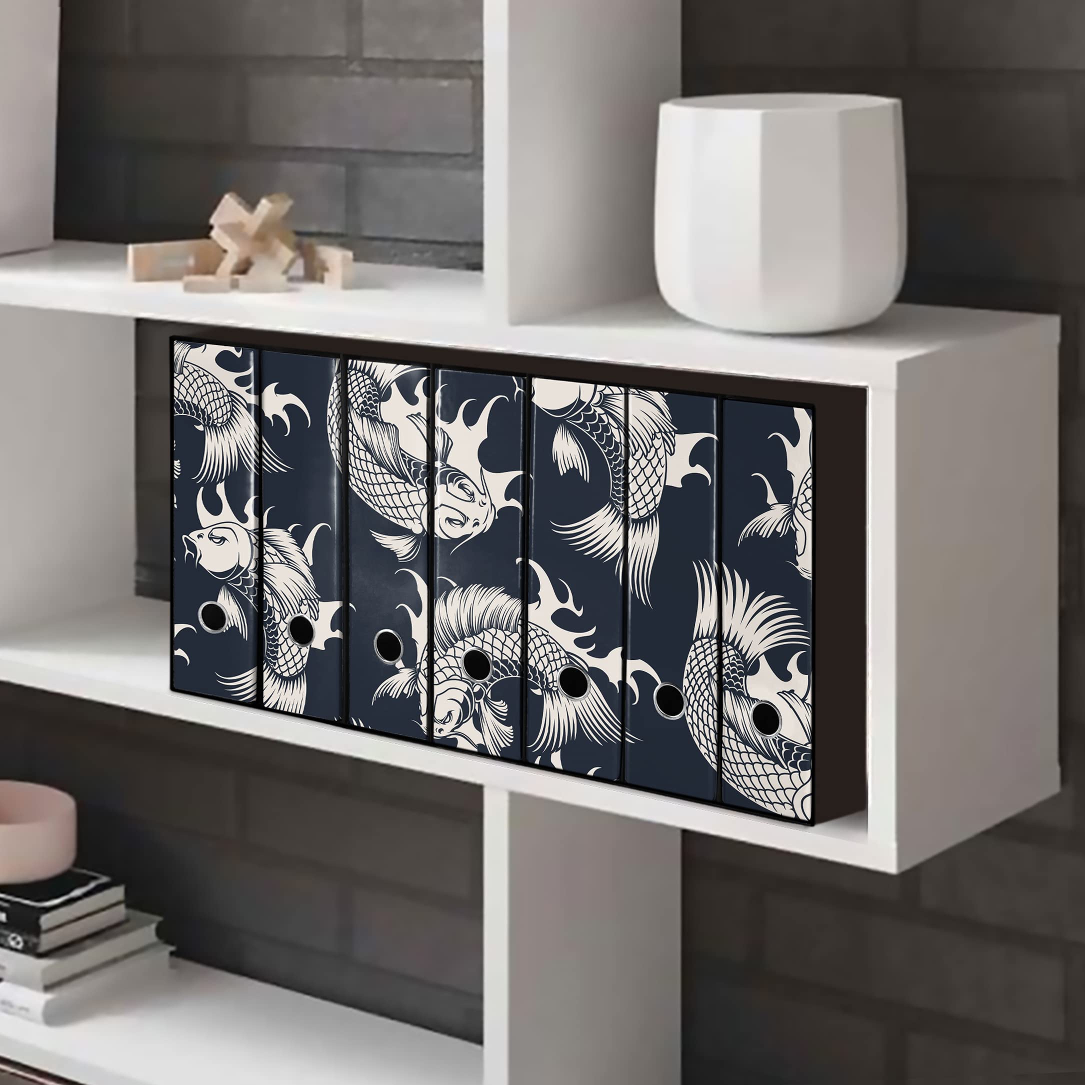 Set da 7 raccoglitori ad anelli CARPE BIANCHE - Faldoni SHAREPRINTING (H31 con 4 anelli)