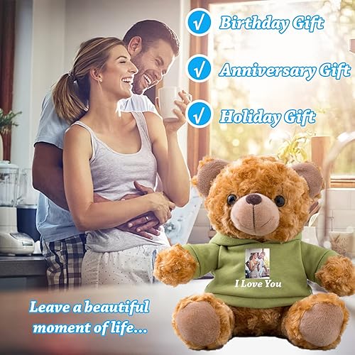 Miniatura 5 de Oso de peluche personalizado con texto personalizado + imagen, oso de peluche marrón como regalo personalizado para novia/novio en el día de San
