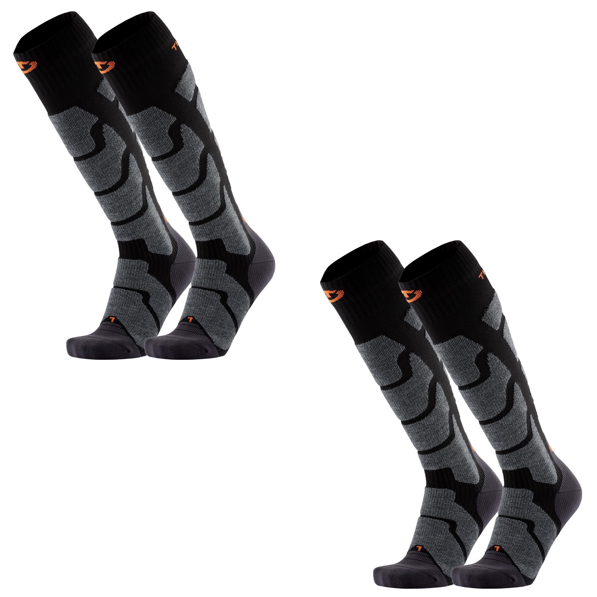 Sidas Calcetines de esquí para hombre y mujer, 2 pares, Aislamiento contra el frío, Transpirable y Antihumedad