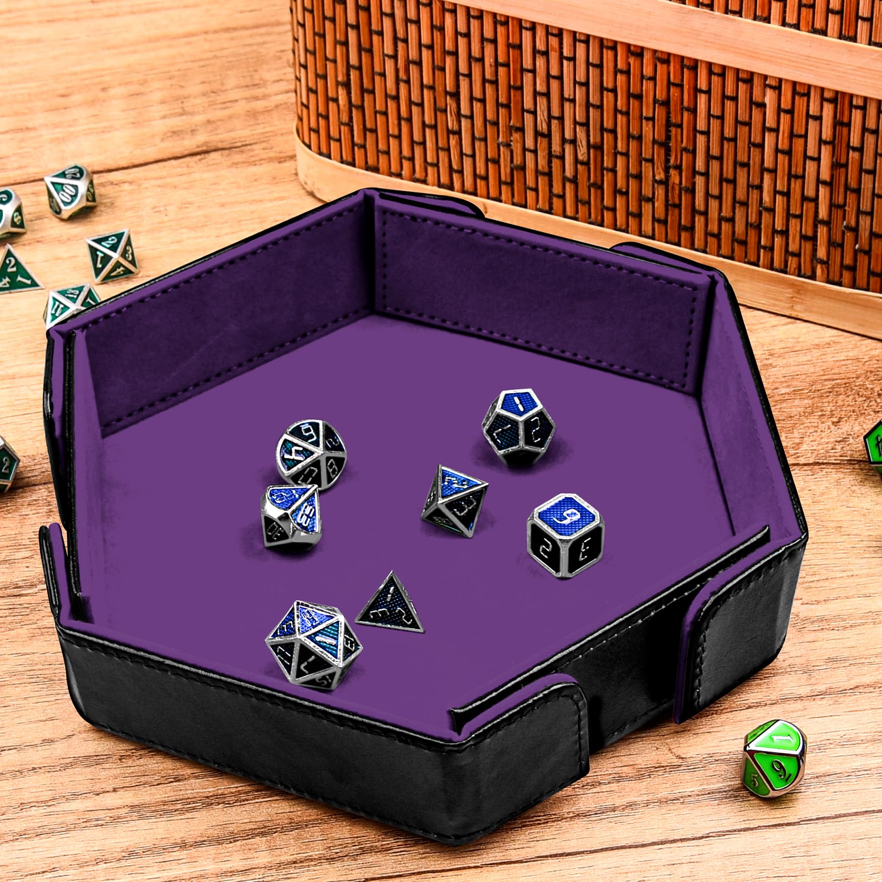 SIQUK Tavola per Dadi Magnetico Vassoio per Dadi Pieghevole Esagono Dice Tray, Viola