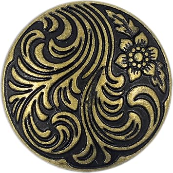 Bezelry 12 Pieces Swirl Leaves and Flower Metal Shank Buttons. 20mm 3/4 inch Antique Brass