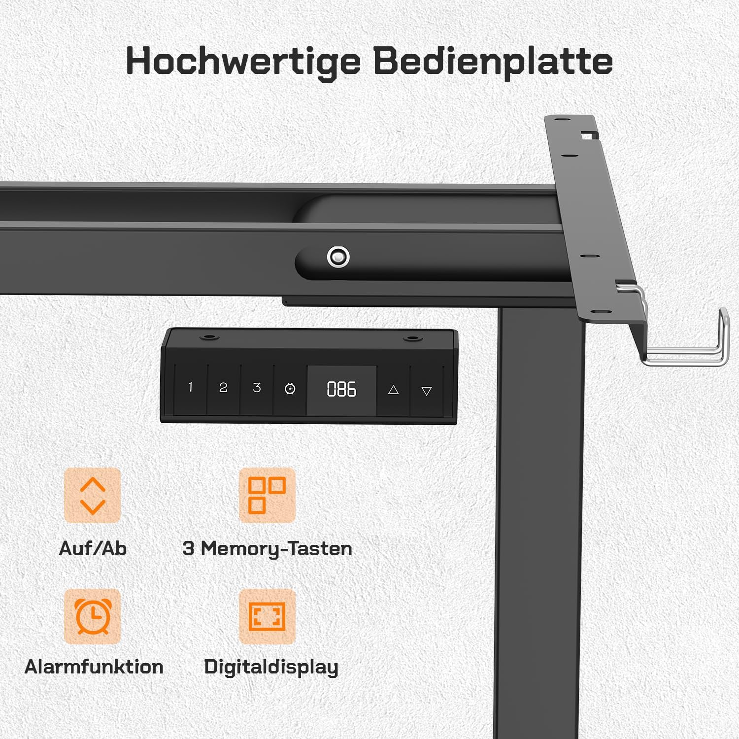 JUMMICO Höhenverstellbarer Schreibtisch Tischgestell mit 3-Stufen-Teleskop, Tragfähig bis 100KG, Höhenverstellbarer Tisch Gestell (60-125cm) mit Memory-Steuerung, Sitzen-Erinnerung & Timer, Schwarz
