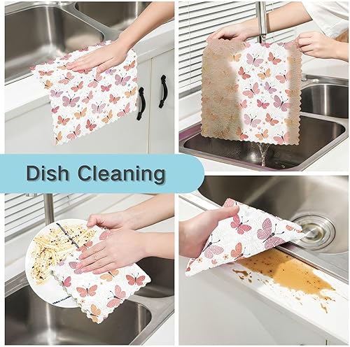 Miniatura 2 de linqin Colorful Butterflies 6 Pack Absorbent Kitchen Microfiber Towels Print Soft Microfiber Drying Towels for Car Detailing Reusable for