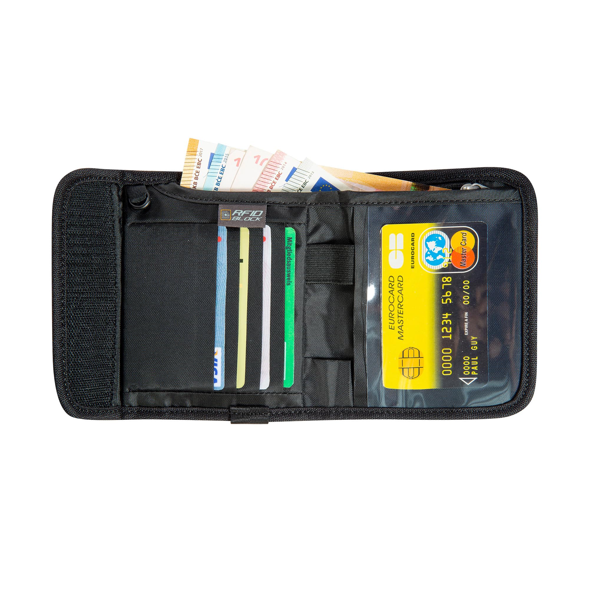 Tatonka Euro Wallet RFID Block – portfel z blokadą RFID – certyfikat TÜV – przegródki na karty kredytowe, okienko i przegródka na monety, czarny