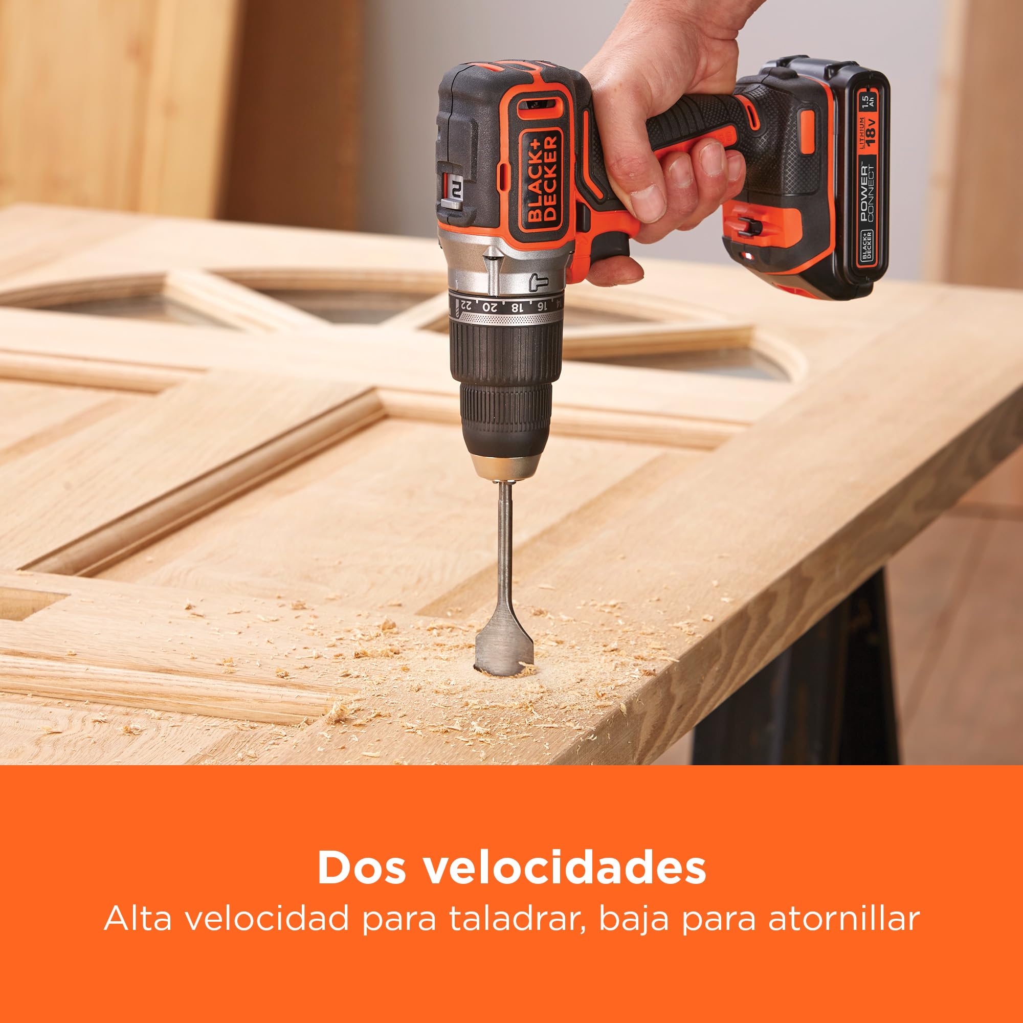 BLACK+DECKER Taladro percutor sin cable 18V, motor sin escobillas, 28,050 GPM, 52Nm, 2 velocidades para perforar madera y acero, herramienta sola, BL188N-XJ