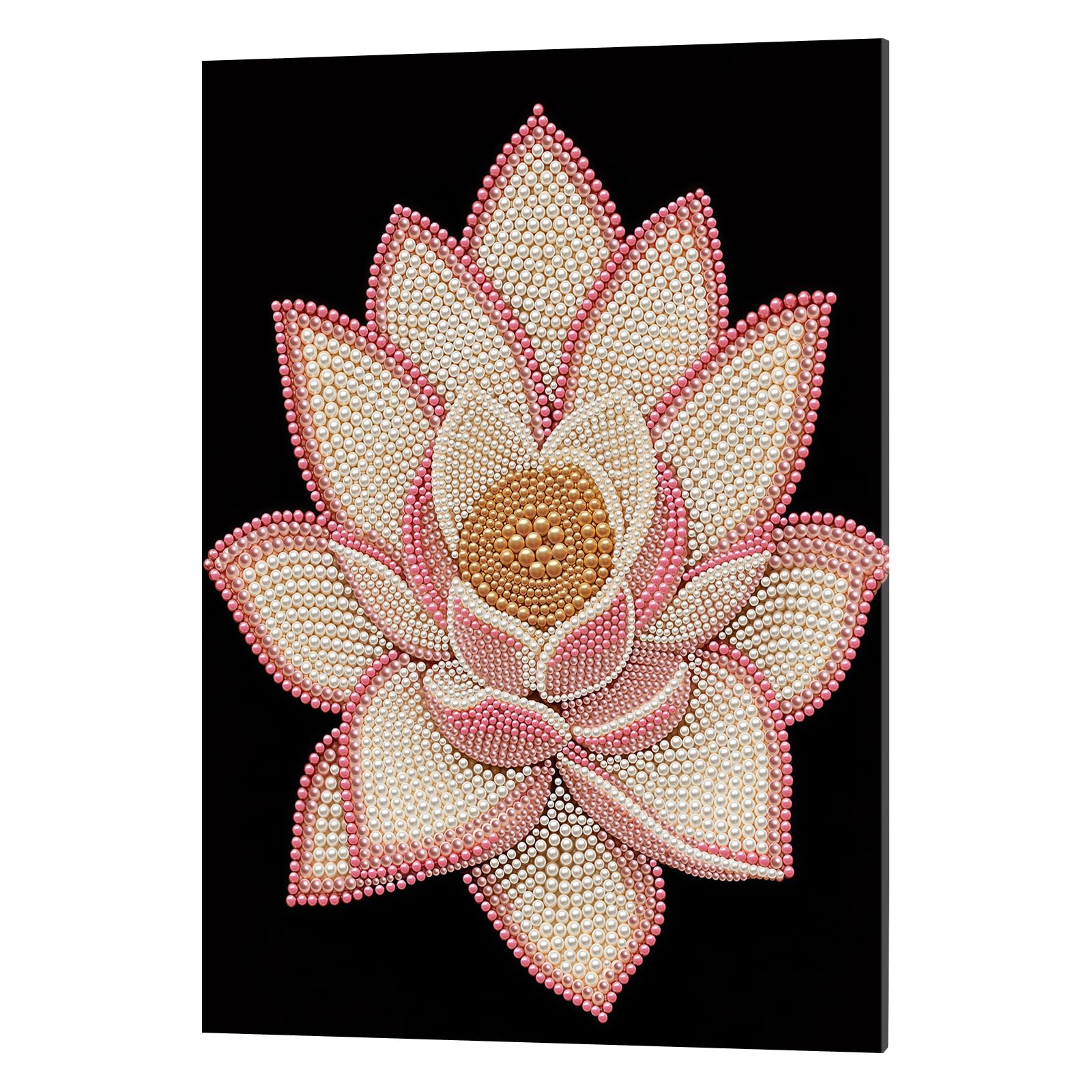 POETRYDRAW Pearl Lotus DIY Pearl Painting Kit with Frame 11.81x15.75In