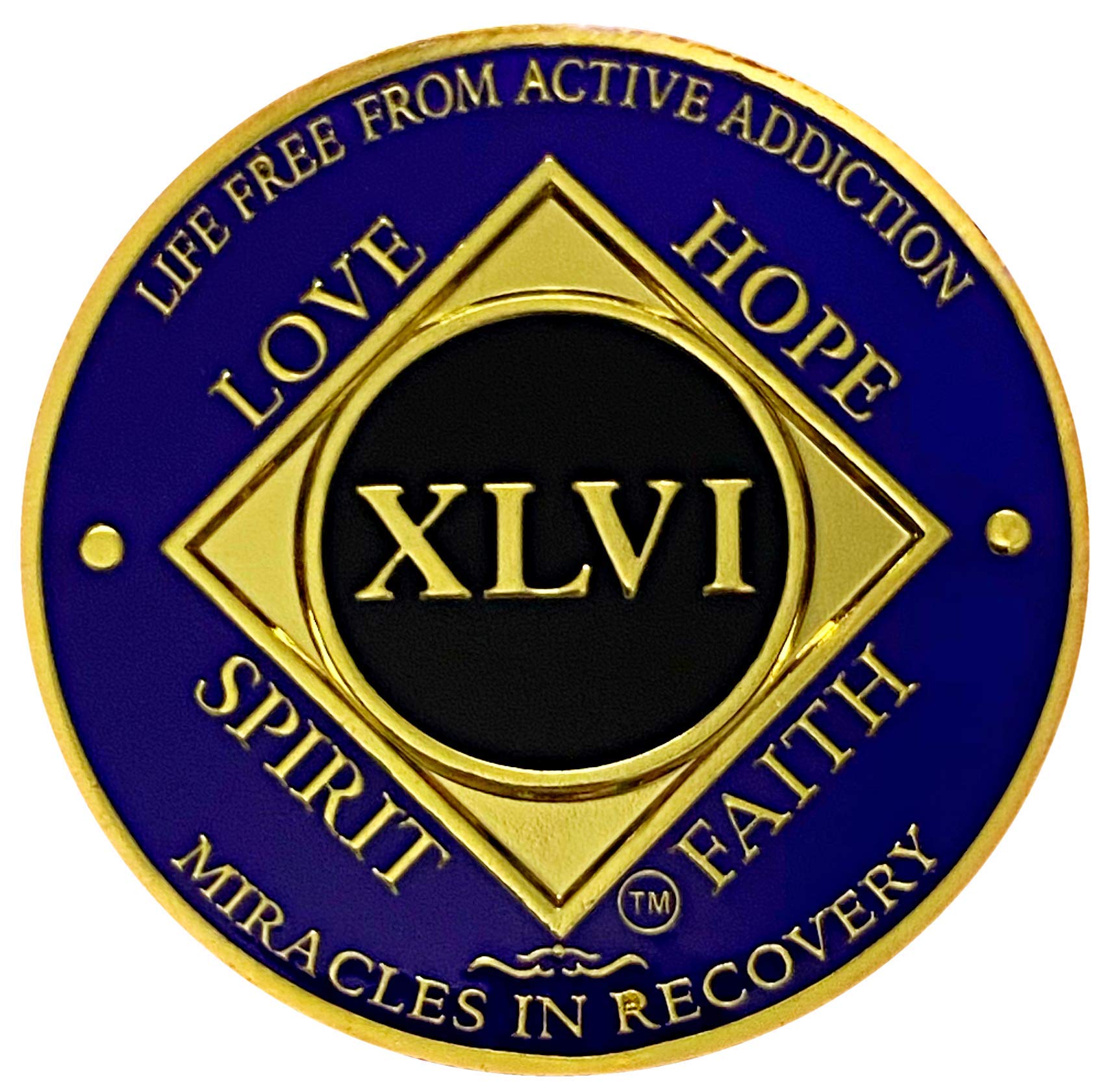 Simply Minimal NA 46 Year Coin, Narcotics Anonymous Medallion (Purple NA 46 Year Coin)