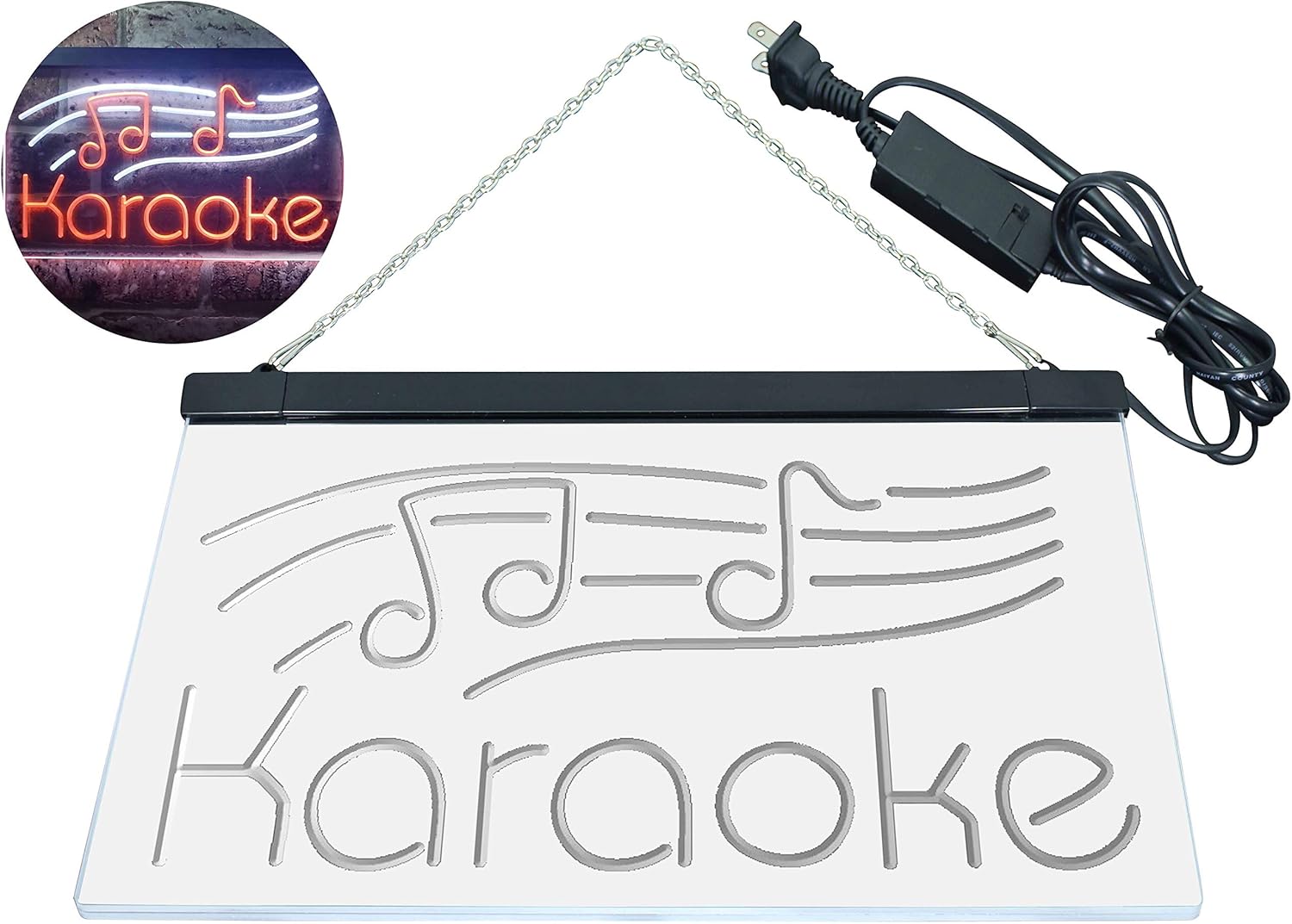 ADVPRO Karaoke Music Note Dual Color LED Neon Sign White & Orange 16" x 12" st6s43-i3164-wo