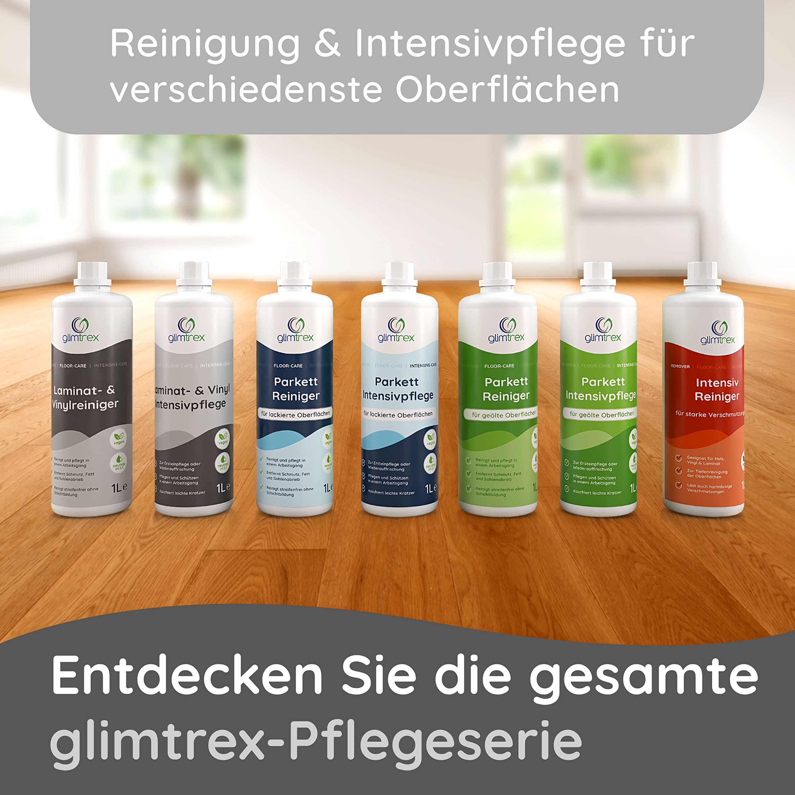 Laminatreiniger und Vinylboden Reiniger (5,0l) - reinigt und pflegt mit 2-in-1 Funktion - der Reiniger der Profis auch anwendbar als PVC Reiniger, PU Reiniger und Linoleum Reiniger