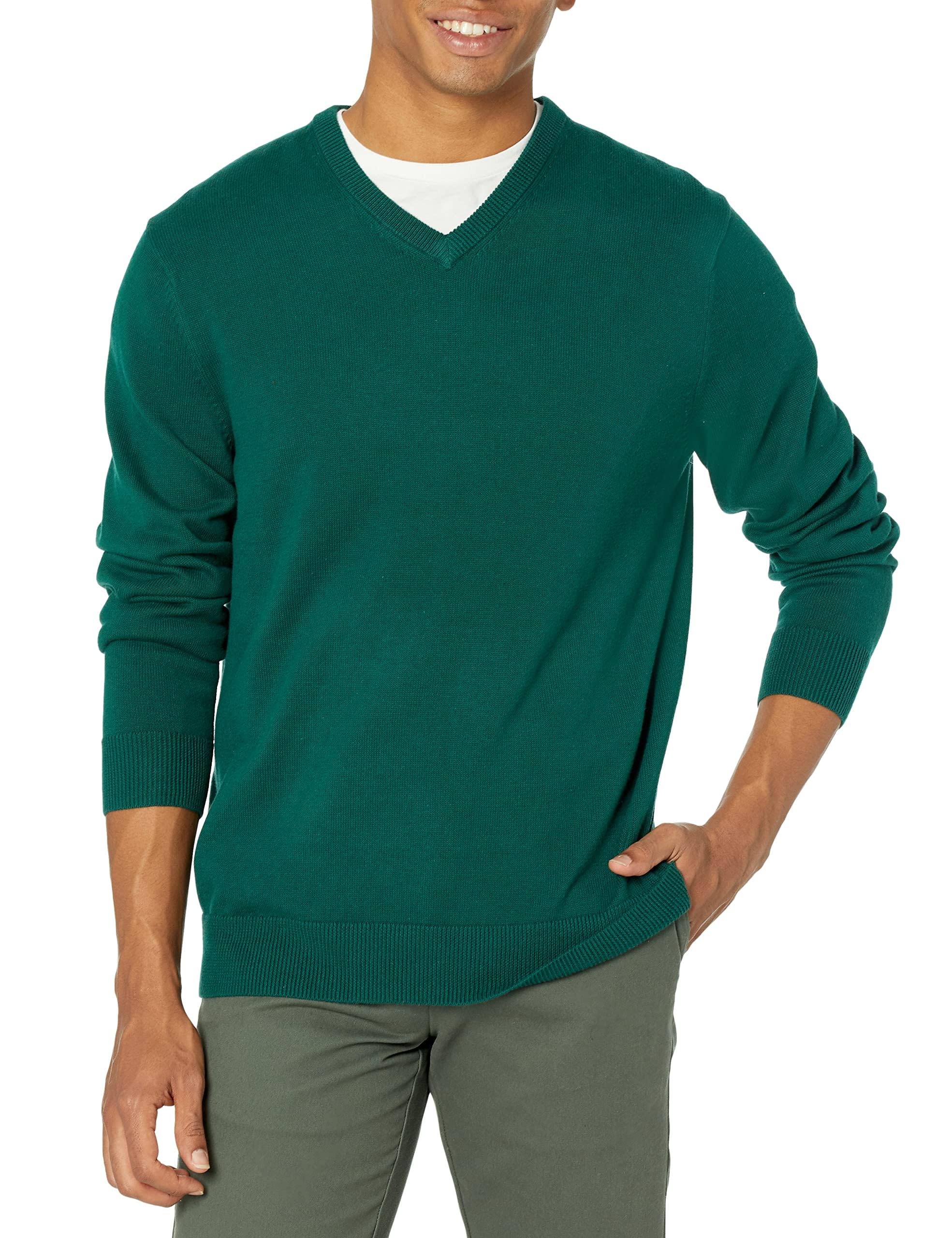 Amazon Essentials Herren V-Ausschnitt Pullover aus Baumwolle, Normale Passform