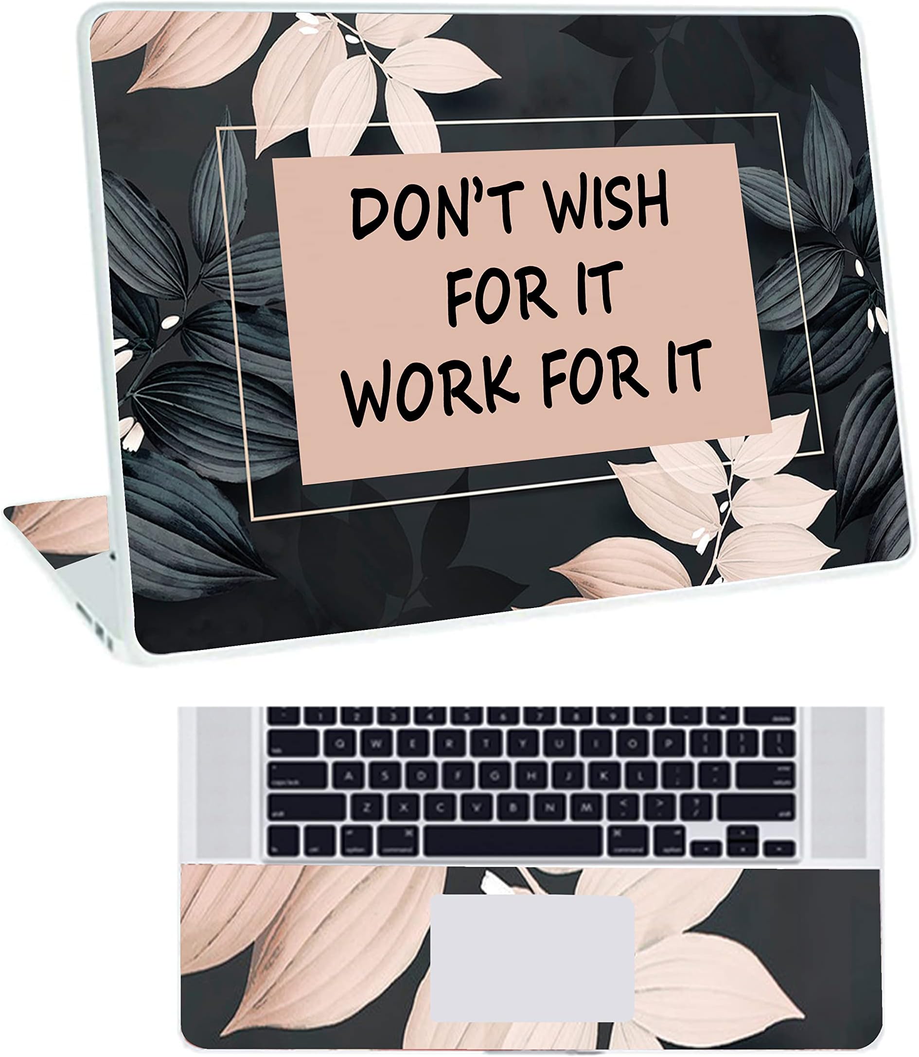 Floral D24 Top+Wrist Pad Vinyl Laptop Skin/Sticker/Cover for 13 to 13.3 Inches Laptops Laminated-Removable-HD Quality Compatible for Hp-Dell-Sony-Lenovo-Asus etc.(13x9.2 Inches)