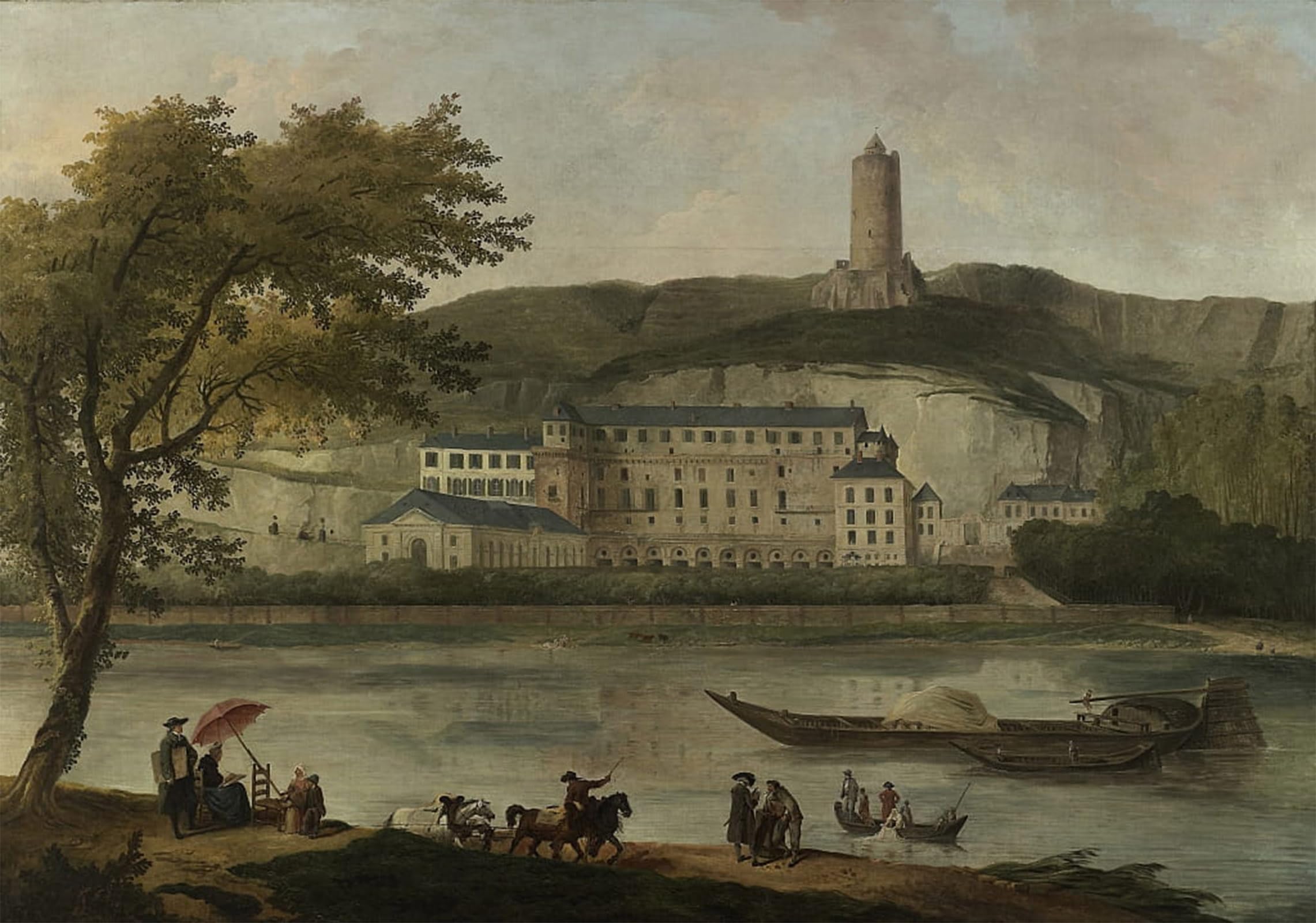 ARTXLXXBN Famous Art Print Poster Vintage Wall Art View of Madame D'enville's Castle in La Roche guyon by Hubert Robert Canvas Art Poster for Home Decor 60x90cm