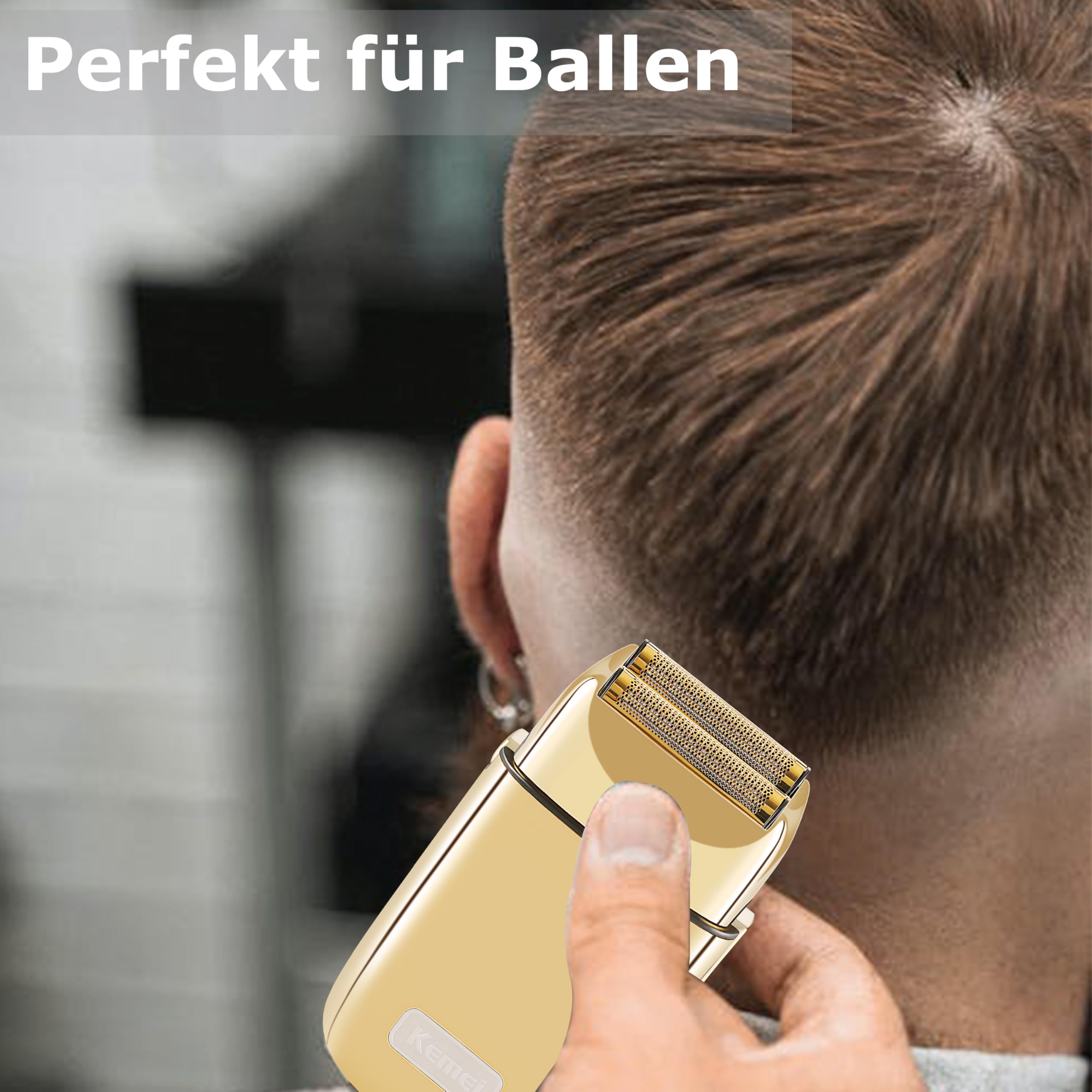 Kemei Elektrorasierer für Männer, Kabelloser Metall-Doppelfolienrasierer