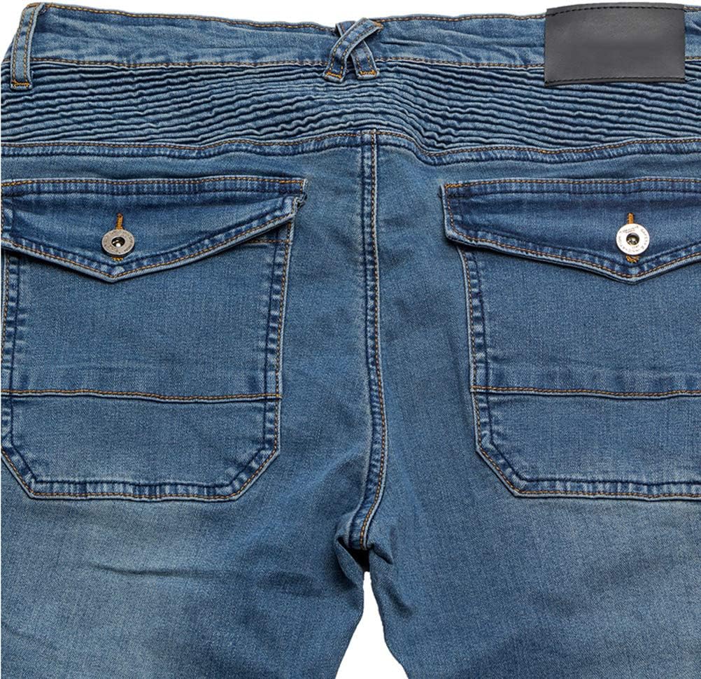 Motorcycle Riding Jeans Armor Racing Cycling Pants with 4 Knee Hip Protective Pads (XL=34, Blue) : Automotive