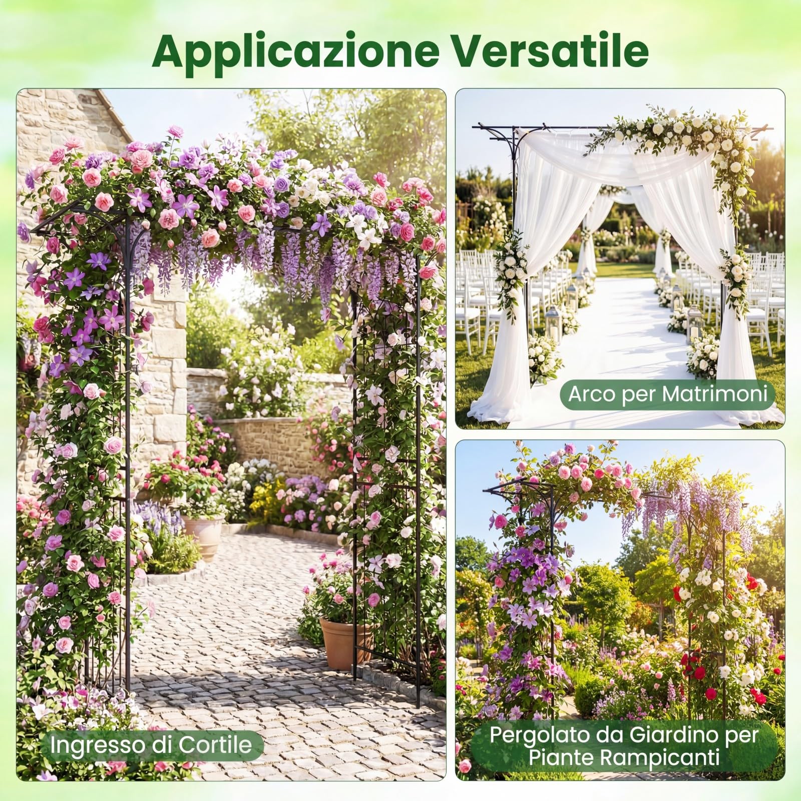 GYMAX Arco da Giardino, Pergolato Esterno per Piante Rampicanti