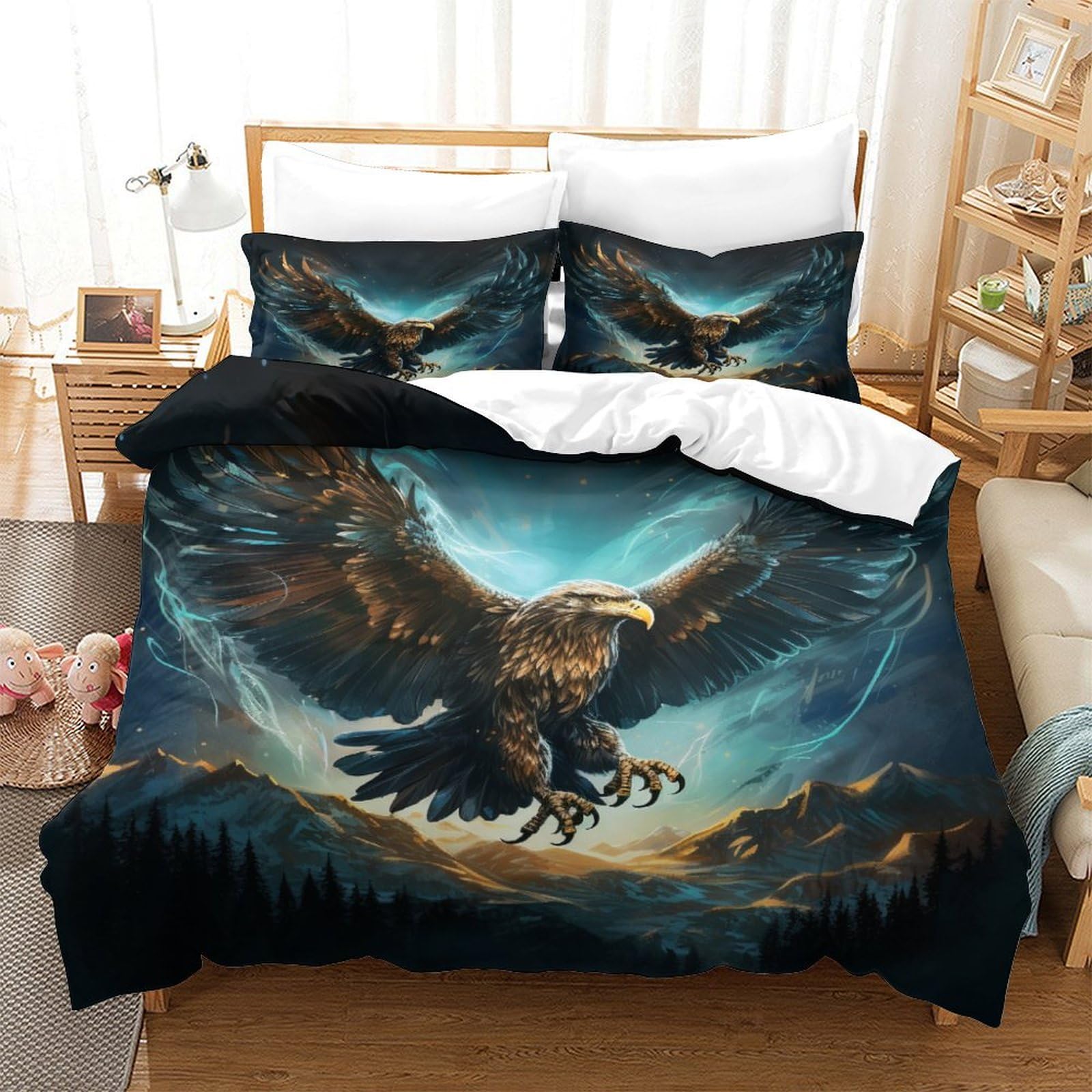 Ensemble de literie microfibre aigle 3D parure de couette 260x220 cm avec taies