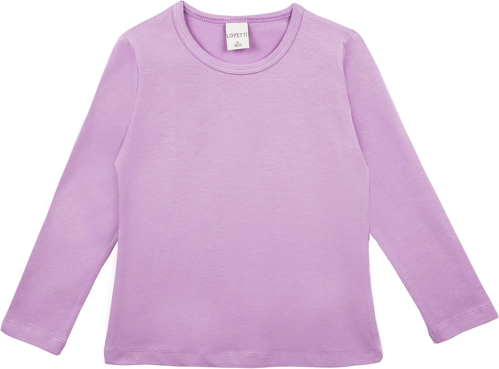 Girls' Basic Long Sleeve Round Neck T-Shirt 3T Lavender