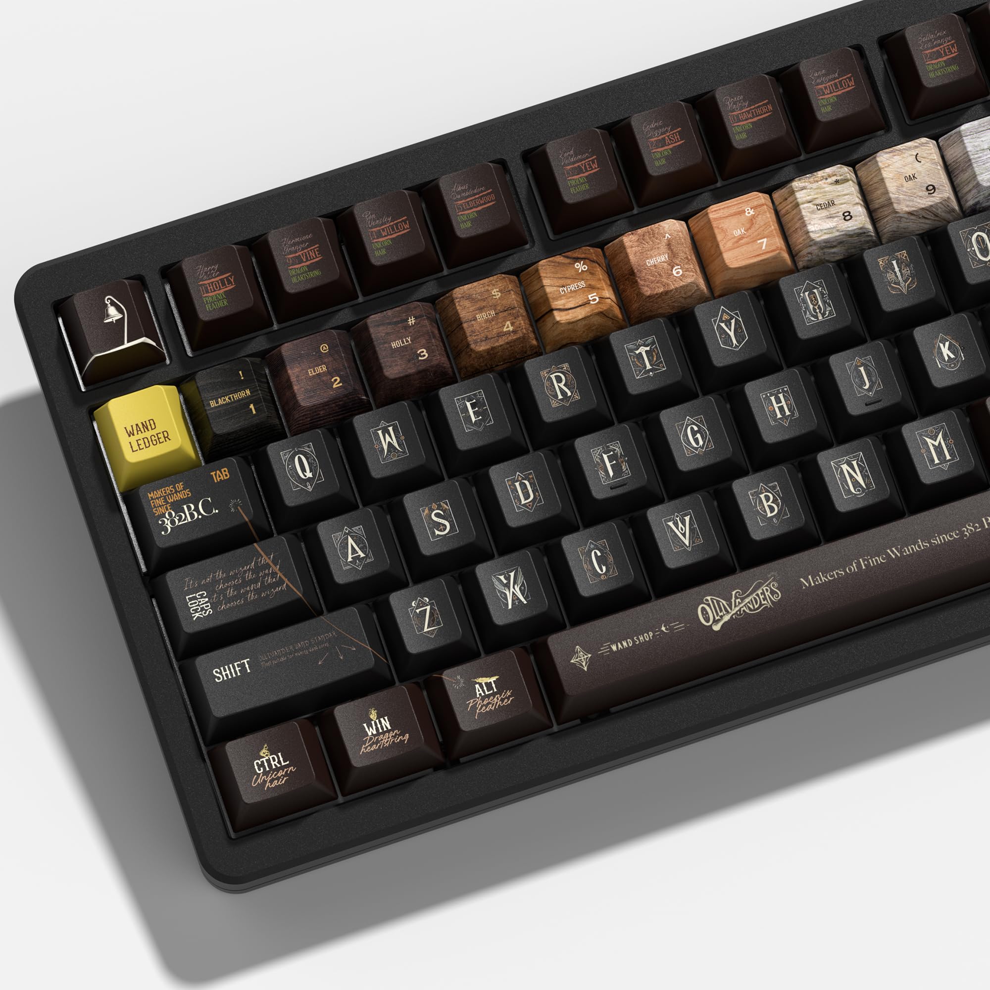 Womier PBT Keycaps 60 65 75 Percent Custom Keyboard Key Cap Set Dye-Sublimation, Ollivander Retro Cherry Profile Keycaps for Gateron Cherry MX Switches Mechanical Keyboard, Brown