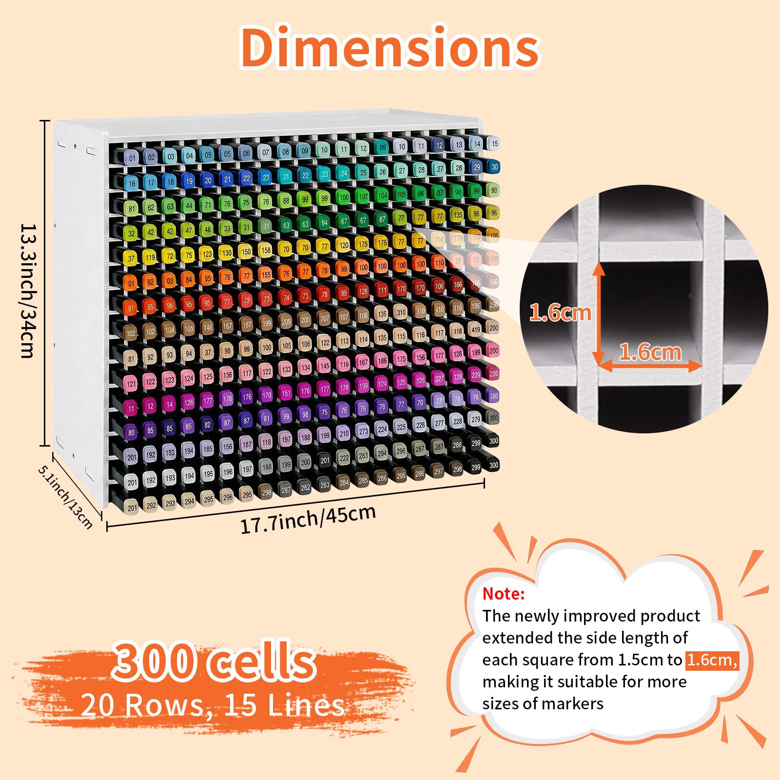 Rangement Feutre - Support Organisateur pour Feutres et Marqueurs avec Fixation Vis, PVC Renforcé, Séparateurs Réglables (Stylos, Pinceaux) (300 Emplacements)