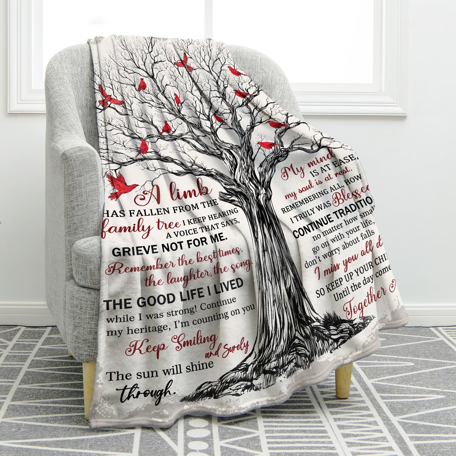 Jekeno Sympathy Gifts for Loss of Loved One, Soft Flannel Memorial Blanket, Bereavement Gift Idea, Grief Condolences Sorry for Your Loss Gifts for Dad