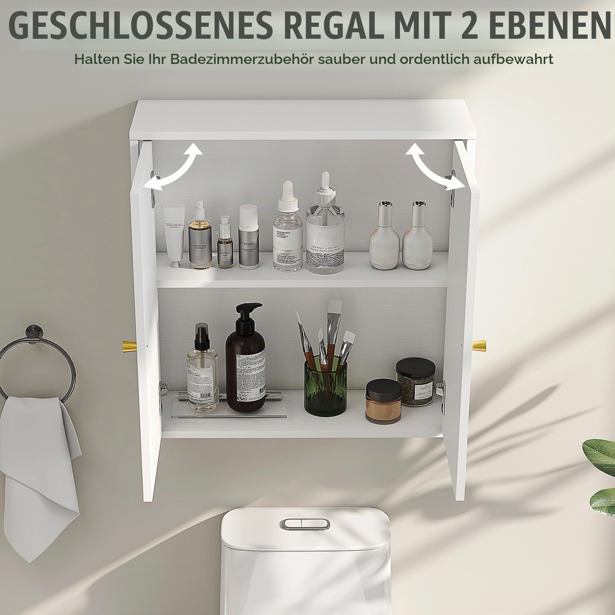 HOMCOM Bad Wandschrank, Moderner Medizinschrank, Weiße Holzmaserung