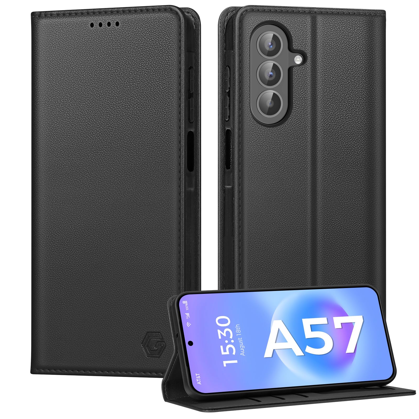 Kirnntca Handyhülle für Samsung Galaxy A57 5G Hülle, Kartenfach Premium PU Leder Klapphülle Schutzhülle, Standfunktion Tasche Flip Case für Samsung Galaxy A57 5G - Schwarz