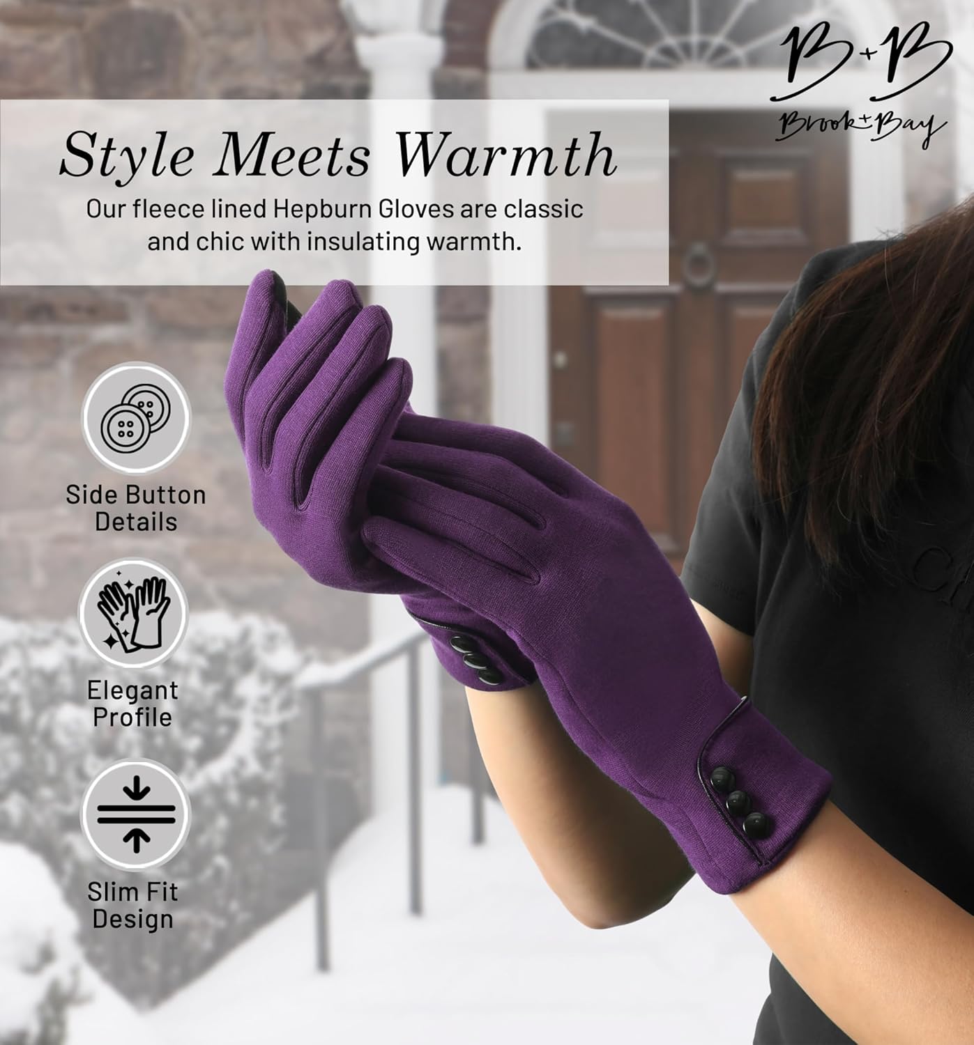 Brook + Bay Women's Cold Weather Gloves - Touchscreen Fleece Gloves for Texting - Image 3