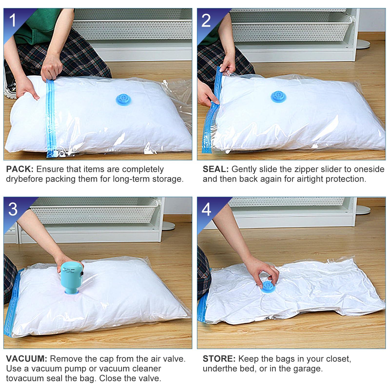 BAMCOO Sacchetti Sottovuoto Vestiti 5 Pezzi 80x60cm Sacchi Sottovuoto Vestiti Sacchi Sottovuoto Piumoni Riutilizzabili Per Contenere Vestiti Lenzuola Piumoni Cuscini Coperte